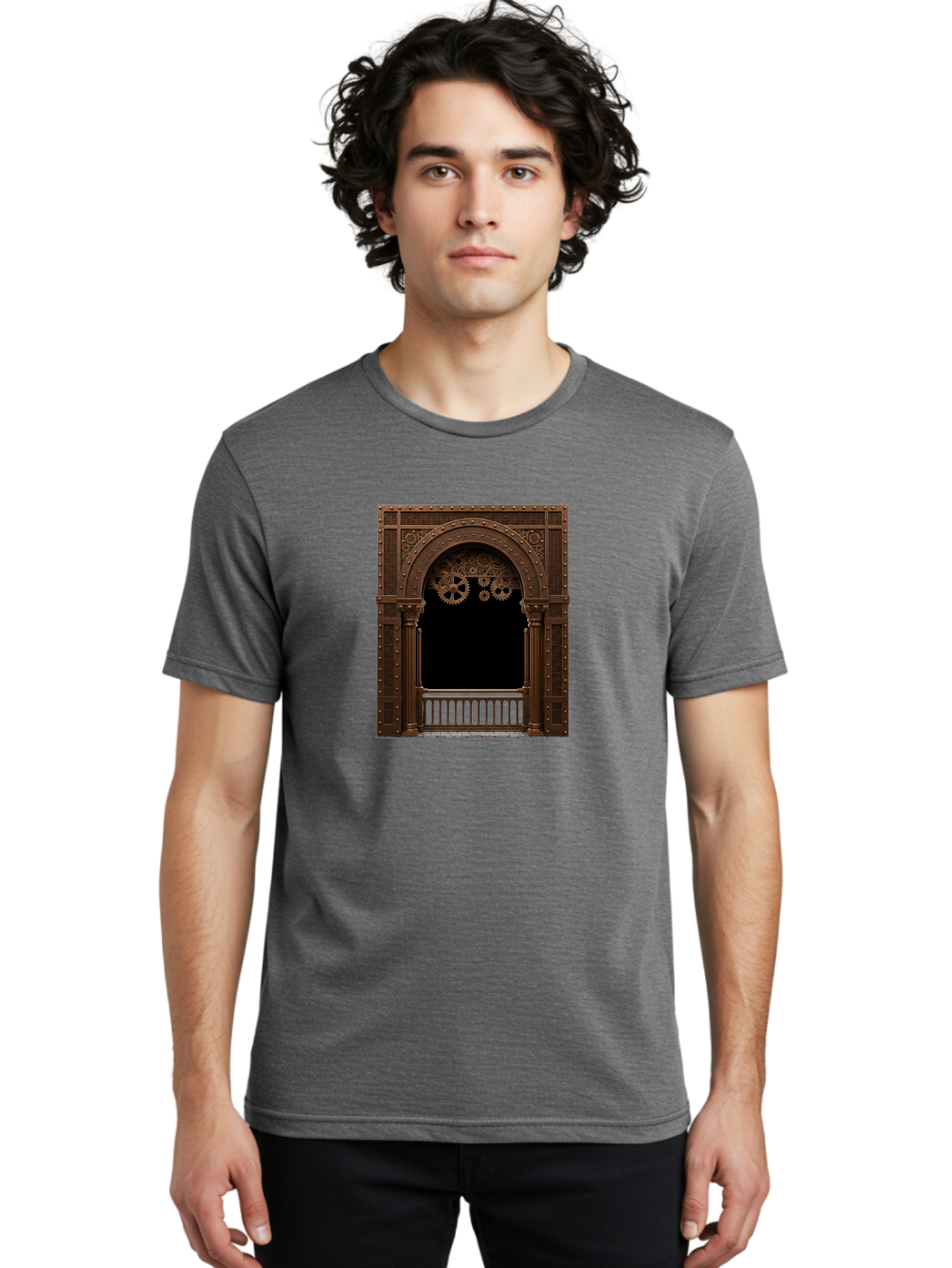 Steampunk-Archway Men'S Graphic Tee, 100% Cotton, Comfortable Casual Summer Wear, Machine Washable, Vintage Camera, Old Camera, Antique Camera, Black Camera, Classic Photography, Photography Equipment, Nostalgic Device, Film Camera, Camera Art Bah179