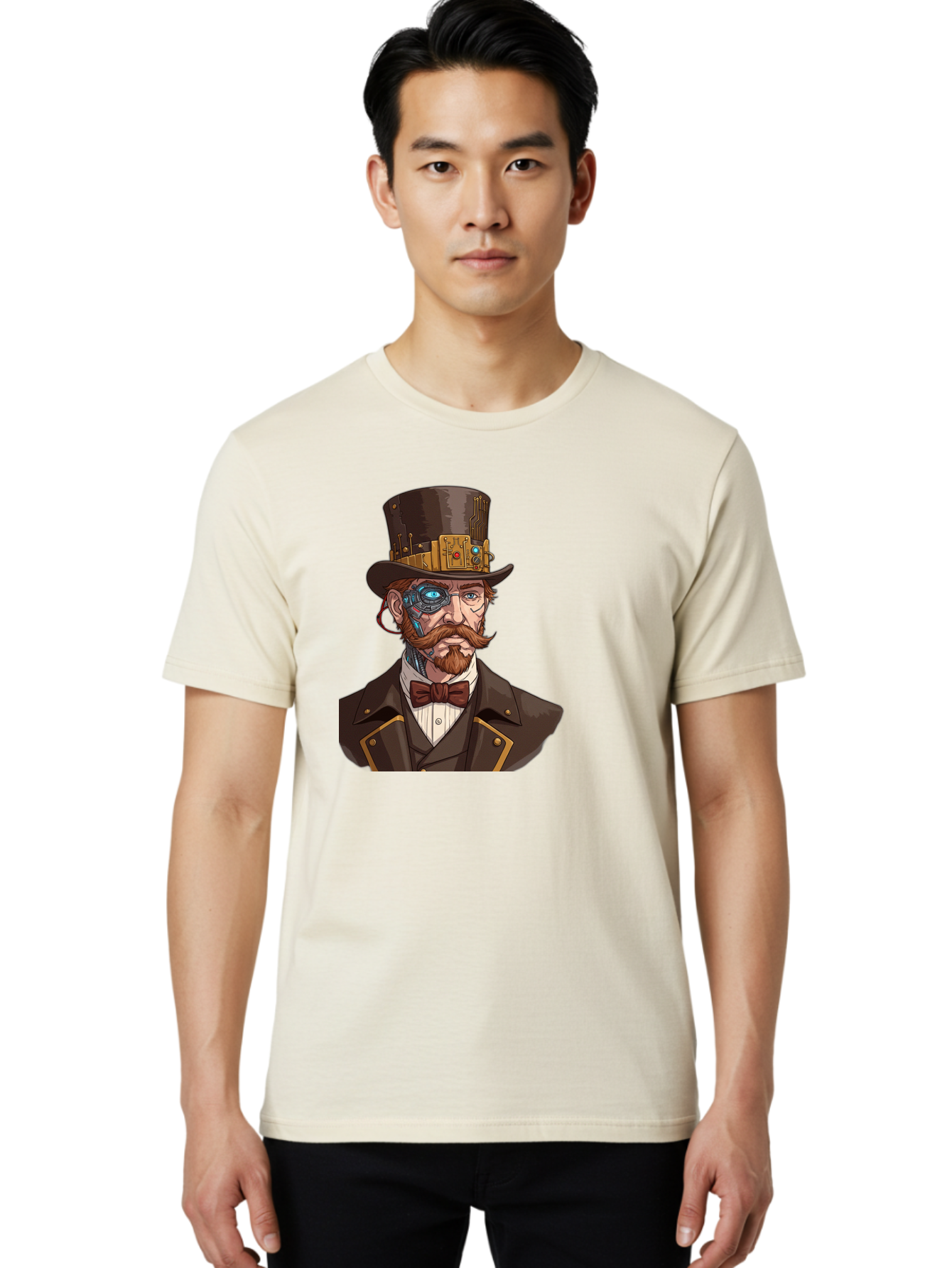 Steampunk-Gentleman Men'S Graphic Tee, 100% Cotton, Comfortable Casual Summer Wear, Machine Washable, Vintage Camera, Old Camera, Antique Camera, Black Camera, Classic Photography, Photography Equipment, Nostalgic Device, Film Camera, Bah183