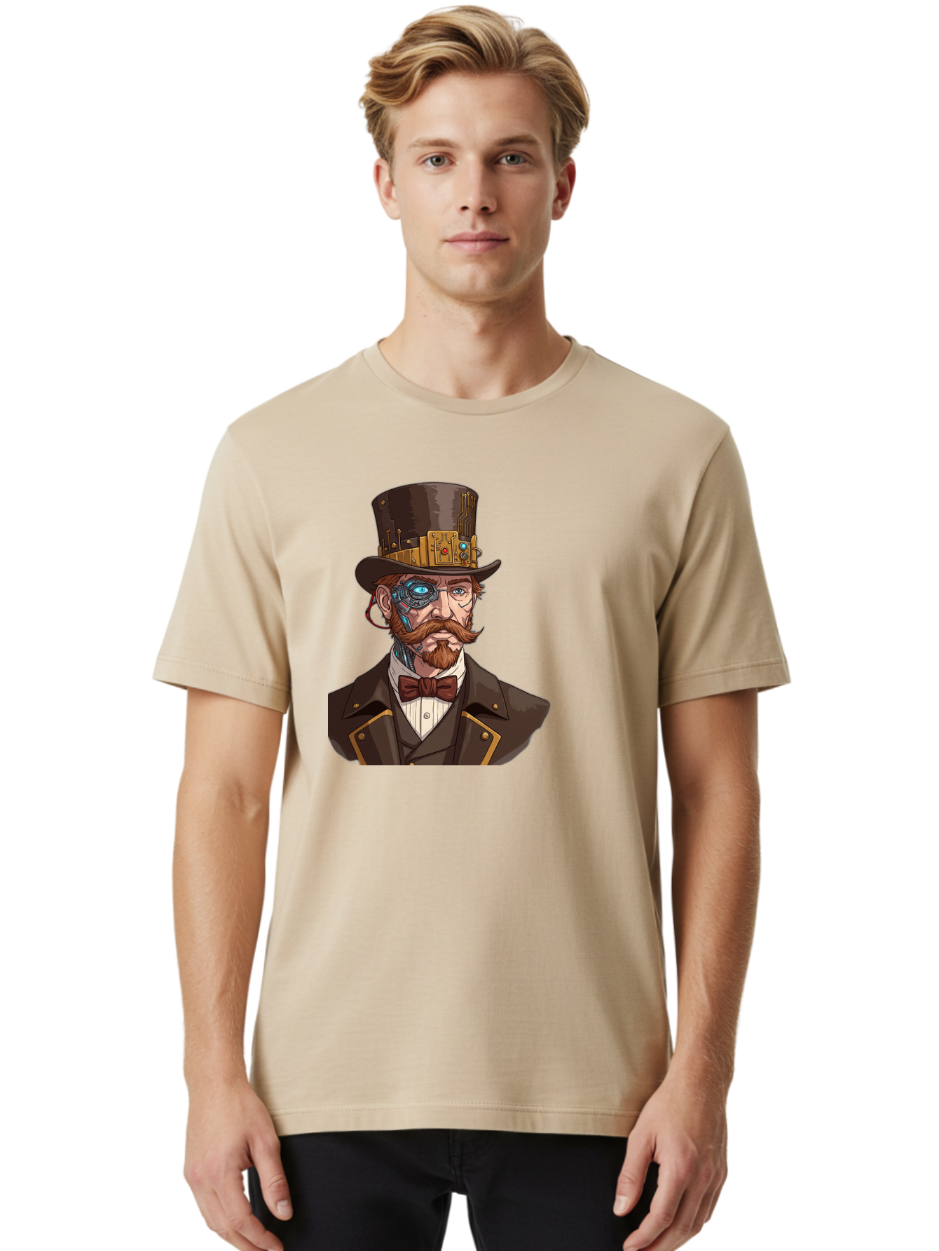 Steampunk-Gentleman Men'S Graphic Tee, 100% Cotton, Comfortable Casual Summer Wear, Machine Washable, Vintage Camera, Old Camera, Antique Camera, Black Camera, Classic Photography, Photography Equipment, Nostalgic Device, Film Camera, Bah183