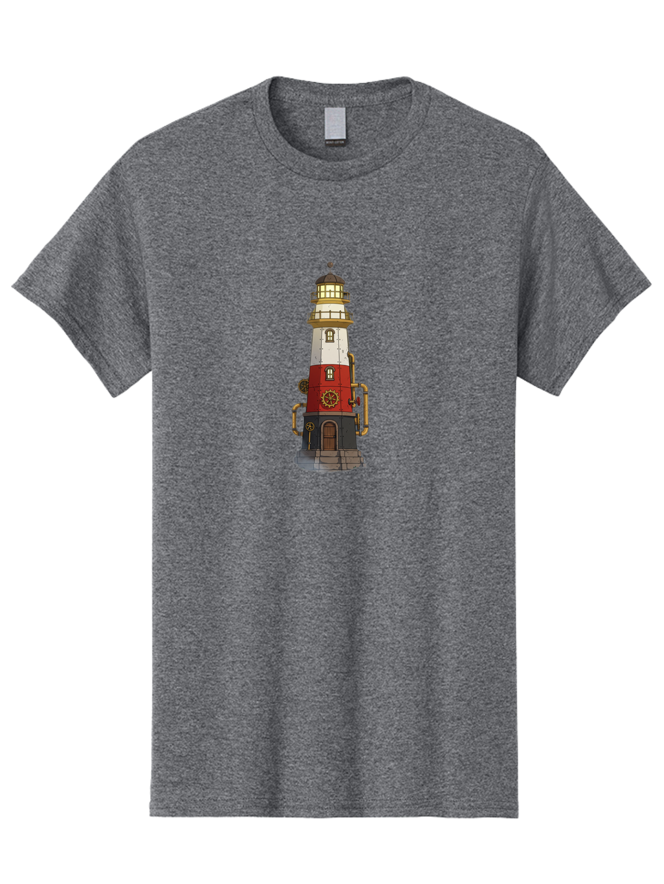 Steampunk-Lighthouse Men'S Graphic Tee, 100% Cotton, Comfortable Casual Summer Wear, Machine Washable, Vintage Camera, Old Camera, Antique Camera, Black Camera, Classic Photography, Photography Equipment, Nostalgic Device, Film Camera, Bah186