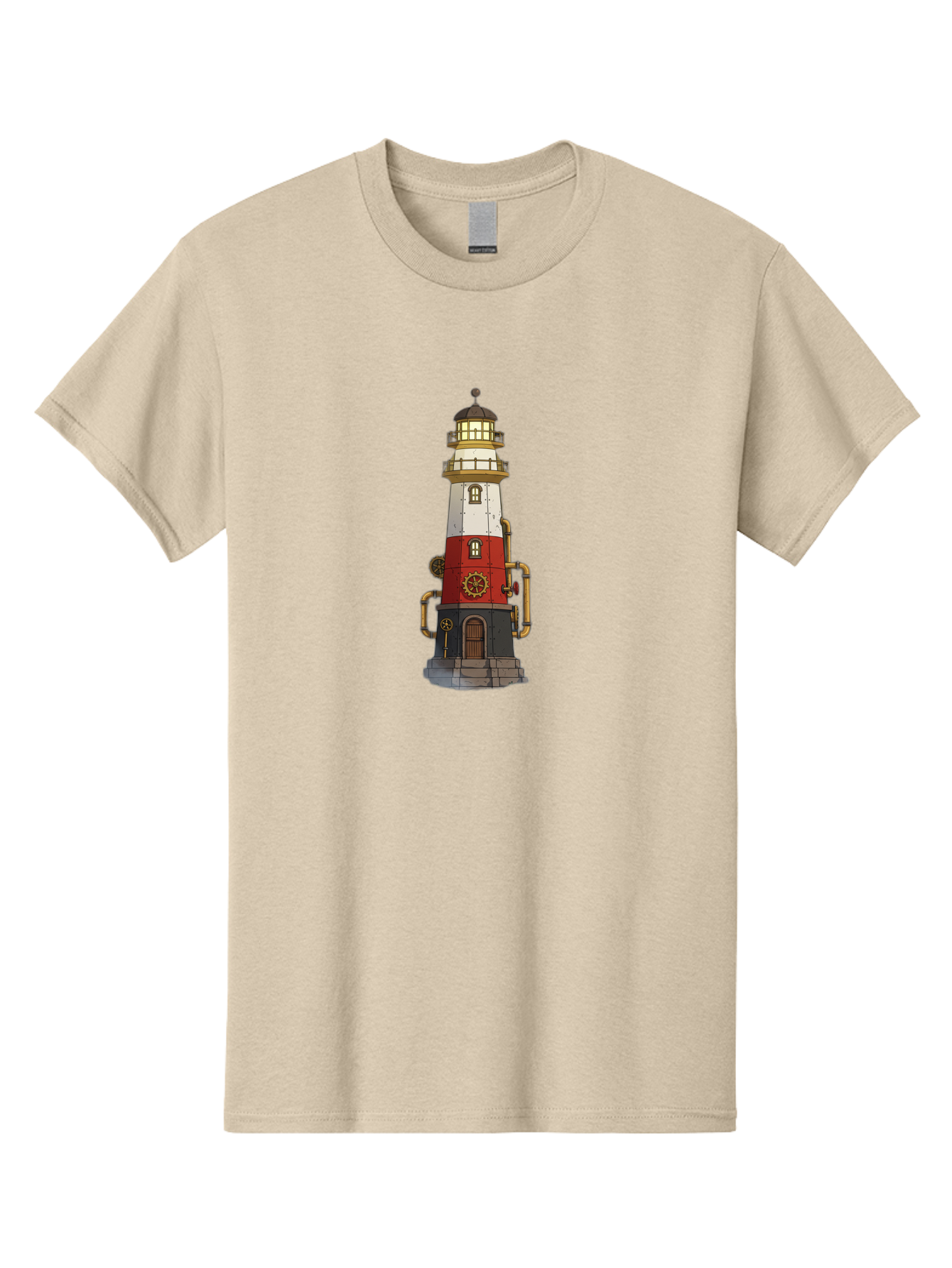 Steampunk-Lighthouse Men'S Graphic Tee, 100% Cotton, Comfortable Casual Summer Wear, Machine Washable, Vintage Camera, Old Camera, Antique Camera, Black Camera, Classic Photography, Photography Equipment, Nostalgic Device, Film Camera, Bah186