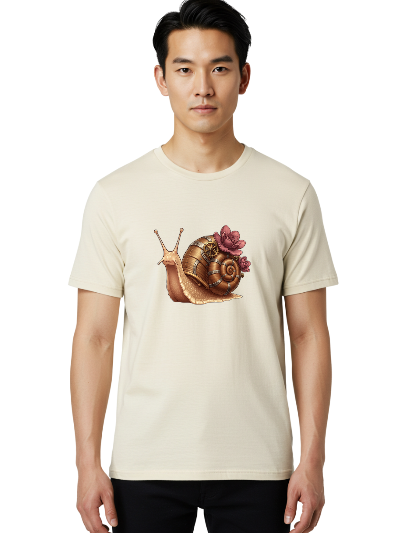 Steampunk-Snail Men'S Graphic Tee, 100% Cotton, Comfortable Casual Summer Wear, Machine Washable, Vintage Camera, Old Camera, Antique Camera, Black Camera, Classic Photography, Photography Equipment, Nostalgic Device, Film Camera, Camera Art Bah188