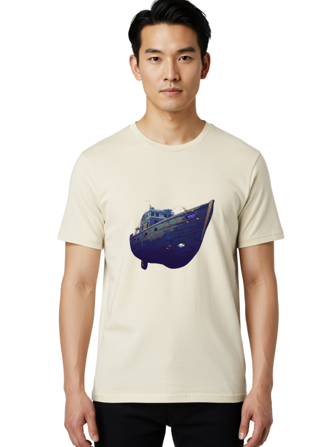 Submerged-Ship Men'S Graphic Tee, 100% Cotton, Comfortable Casual Summer Wear, Machine Washable, Vintage Camera, Old Camera, Antique Camera, Black Camera, Classic Photography, Photography Equipment, Nostalgic Device, Film Camera, Camera Art Bah196