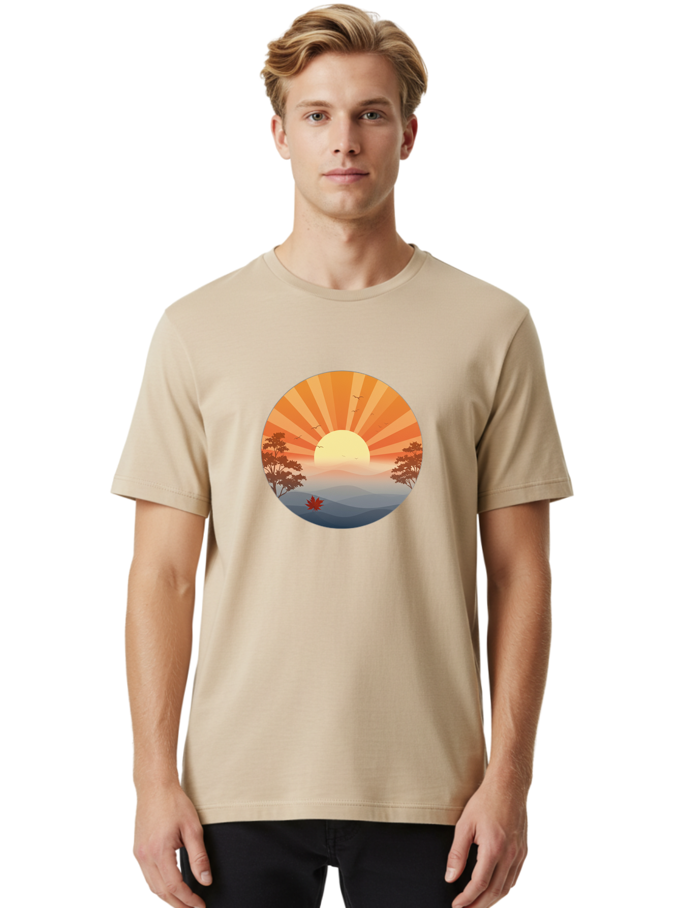 Sunset-Landscape Men'S Graphic Tee, 100% Cotton, Comfortable Casual Summer Wear, Machine Washable, Vintage Camera, Old Camera, Antique Camera, Black Camera, Classic Photography, Photography Equipment, Nostalgic Device, Film Camera, Camera Art Bah208