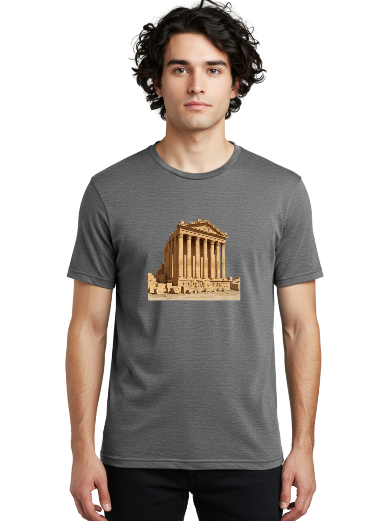 Temple-Of-Baalshamin-1 Men'S Graphic Tee, 100% Cotton, Comfortable Casual Summer Wear, Machine Washable, Vintage Camera, Old Camera, Antique Camera, Black Camera, Classic Photography, Photography Equipment, Nostalgic Device, Film Camera, Bah230