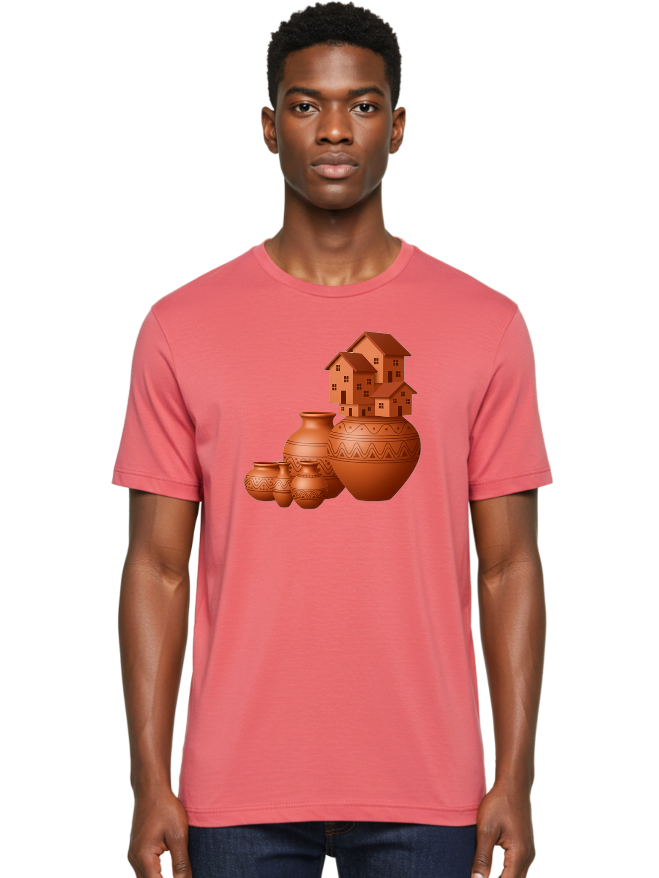 Terracotta-Pots-With-Houses Men'S Graphic Tee, 100% Cotton, Comfortable Casual Summer Wear, Machine Washable, Vintage Camera, Old Camera, Antique Camera, Black Camera, Classic Photography, Photography Equipment, Nostalgic Device, Film Camera, Bah237