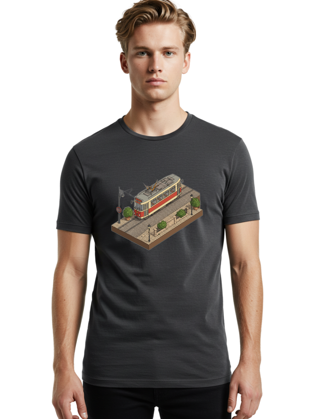 Tram Men'S Graphic Tee, 100% Cotton, Comfortable Casual Summer Wear, Machine Washable, Vintage Camera, Old Camera, Antique Camera, Black Camera, Classic Photography, Photography Equipment, Nostalgic Device, Film Camera, Camera Art Bah282