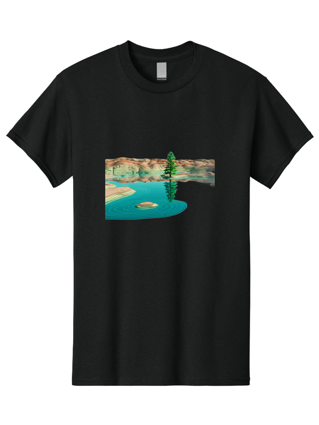 Tree-Reflection Men'S Graphic Tee, 100% Cotton, Comfortable Casual Summer Wear, Machine Washable, Vintage Camera, Old Camera, Antique Camera, Black Camera, Classic Photography, Photography Equipment, Nostalgic Device, Film Camera, Camera Art Bah286