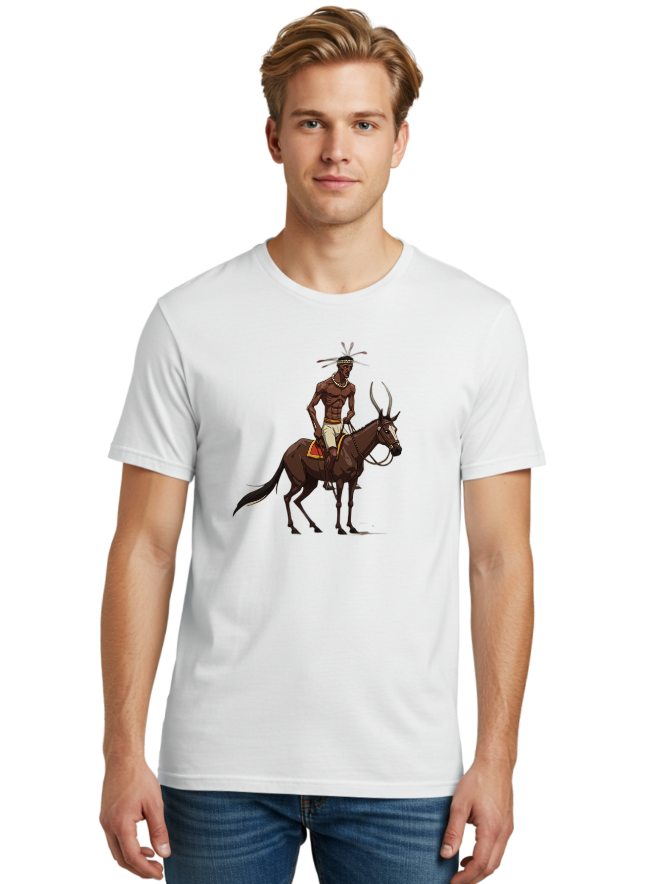 Tribal-Warrior-On-Horse Men'S Graphic Tee, 100% Cotton, Comfortable Casual Summer Wear, Machine Washable, Vintage Camera, Old Camera, Antique Camera, Black Camera, Classic Photography, Photography Equipment, Nostalgic Device, Film Camera, Bah290