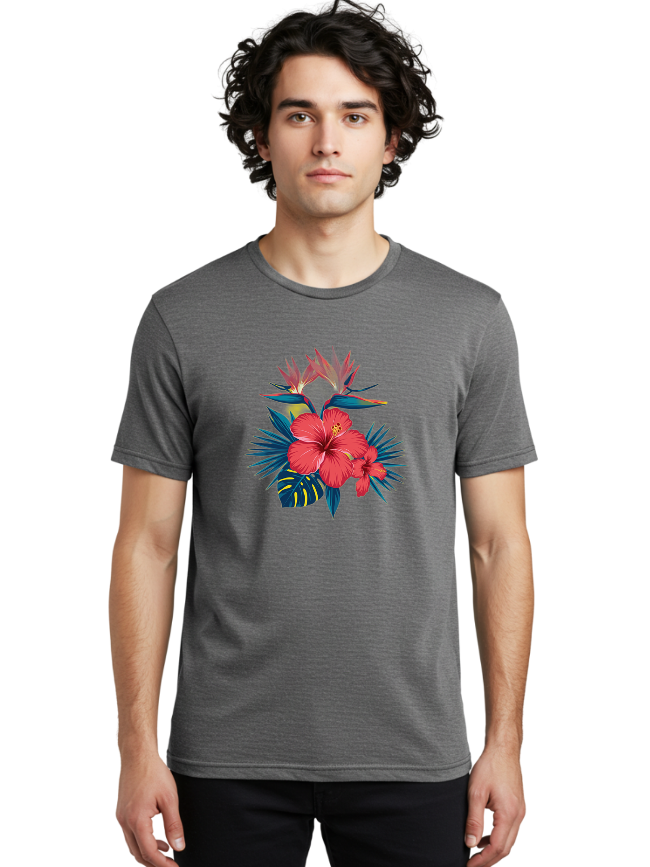 Tropical-Hibiscus Men'S Graphic Tee, 100% Cotton, Comfortable Casual Summer Wear, Machine Washable, Vintage Camera, Old Camera, Antique Camera, Black Camera, Classic Photography, Photography Equipment, Nostalgic Device, Film Camera, Camera Art Bah292