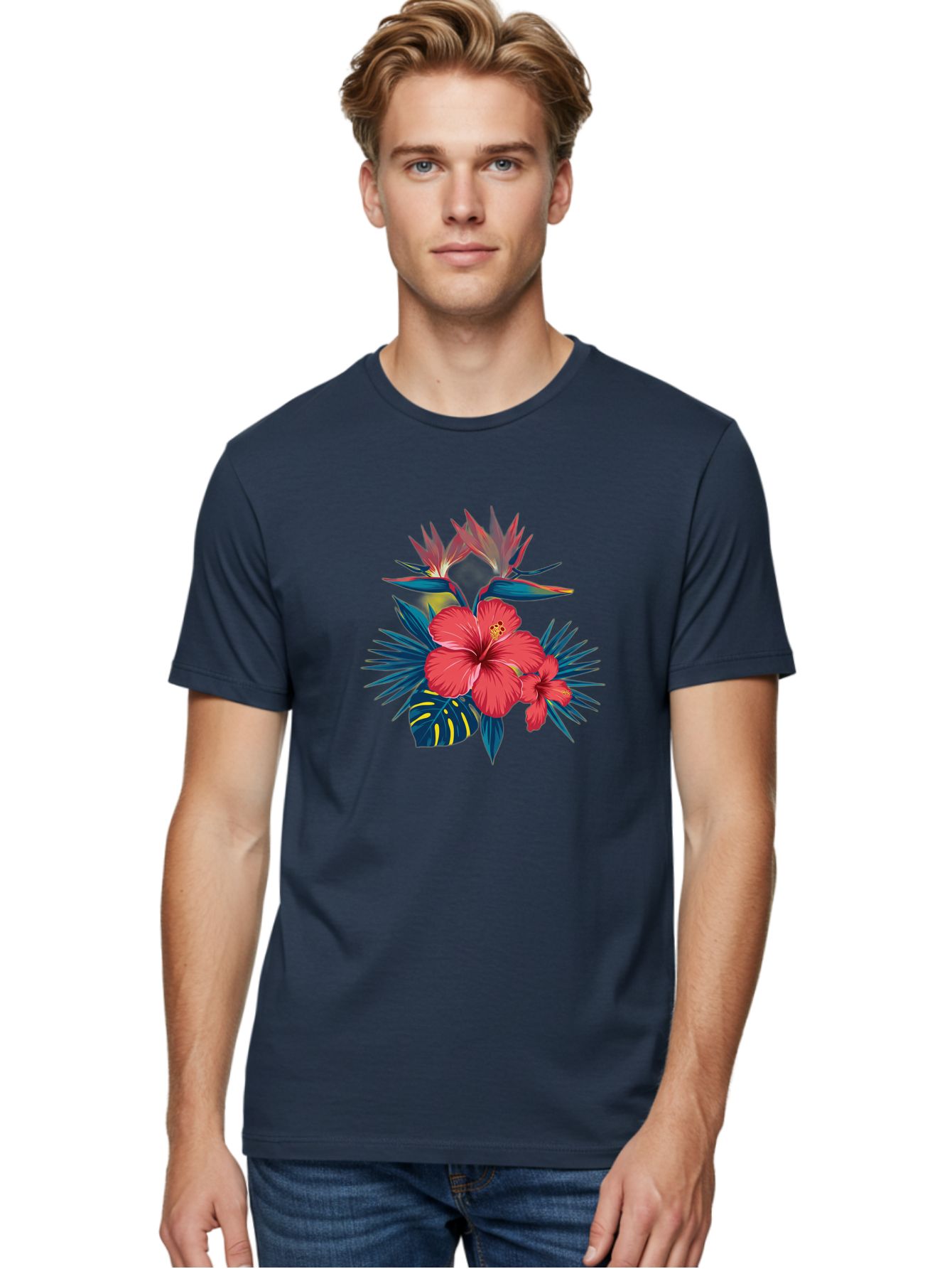 Tropical-Hibiscus Men'S Graphic Tee, 100% Cotton, Comfortable Casual Summer Wear, Machine Washable, Vintage Camera, Old Camera, Antique Camera, Black Camera, Classic Photography, Photography Equipment, Nostalgic Device, Film Camera, Camera Art Bah292