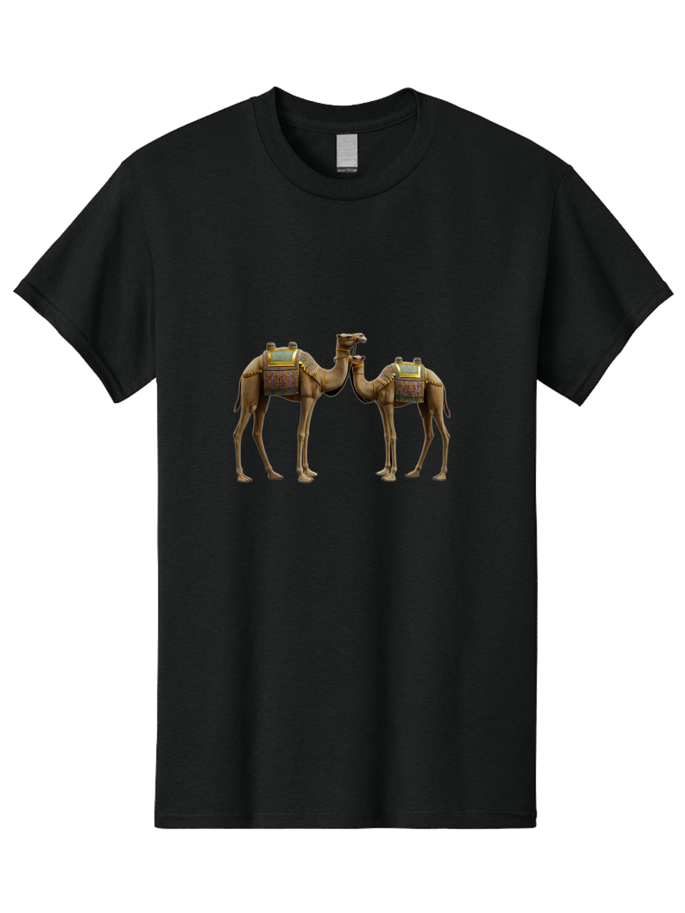 Two-Camels-1 Men'S Graphic Tee, 100% Cotton, Comfortable Casual Summer Wear, Machine Washable, Vintage Camera, Old Camera, Antique Camera, Black Camera, Classic Photography, Photography Equipment, Nostalgic Device, Film Camera, Camera Art Bah300