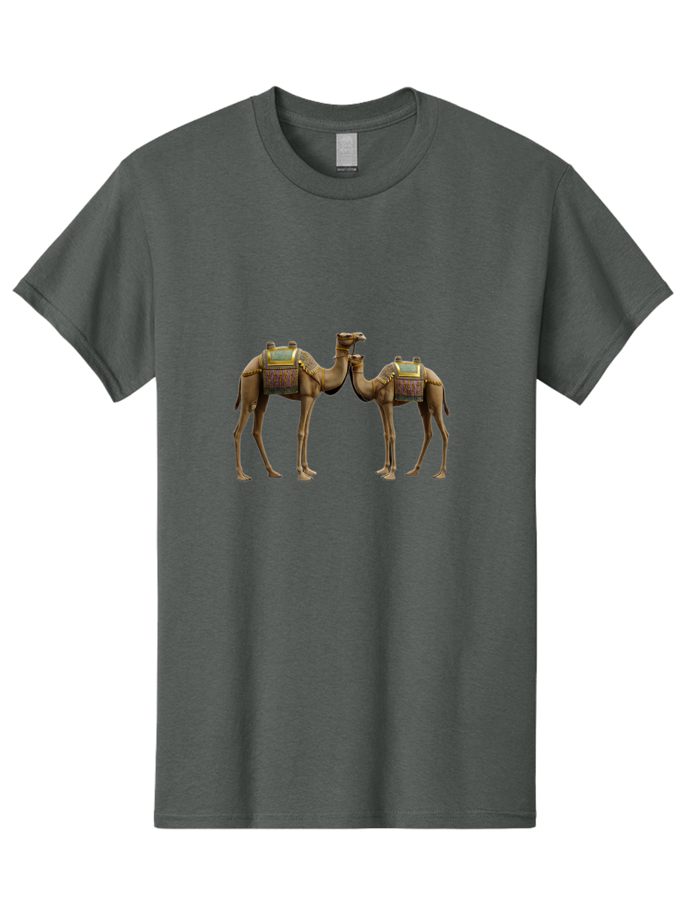 Two-Camels-1 Men'S Graphic Tee, 100% Cotton, Comfortable Casual Summer Wear, Machine Washable, Vintage Camera, Old Camera, Antique Camera, Black Camera, Classic Photography, Photography Equipment, Nostalgic Device, Film Camera, Camera Art Bah300