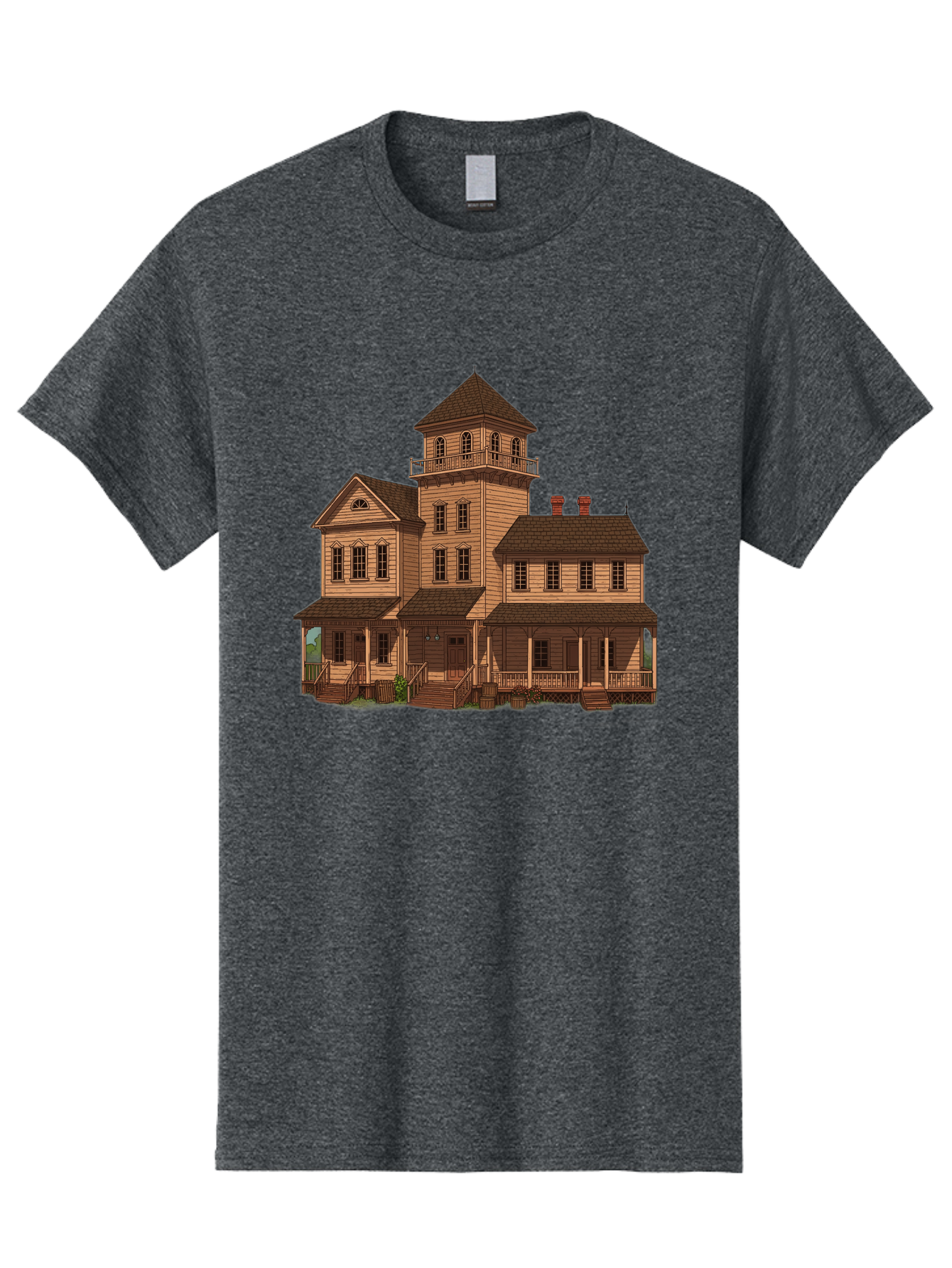 Victorian-Mansion-1 Men'S Graphic Tee, 100% Cotton, Comfortable Casual Summer Wear, Machine Washable, Vintage Camera, Old Camera, Antique Camera, Black Camera, Classic Photography, Photography Equipment, Nostalgic Device, Film Camera, Bah317