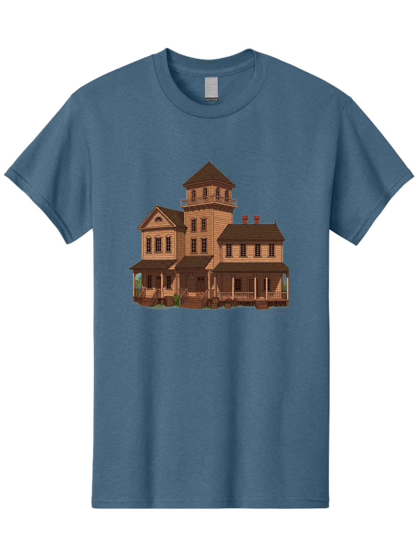 Victorian-Mansion-1 Men'S Graphic Tee, 100% Cotton, Comfortable Casual Summer Wear, Machine Washable, Vintage Camera, Old Camera, Antique Camera, Black Camera, Classic Photography, Photography Equipment, Nostalgic Device, Film Camera, Bah317