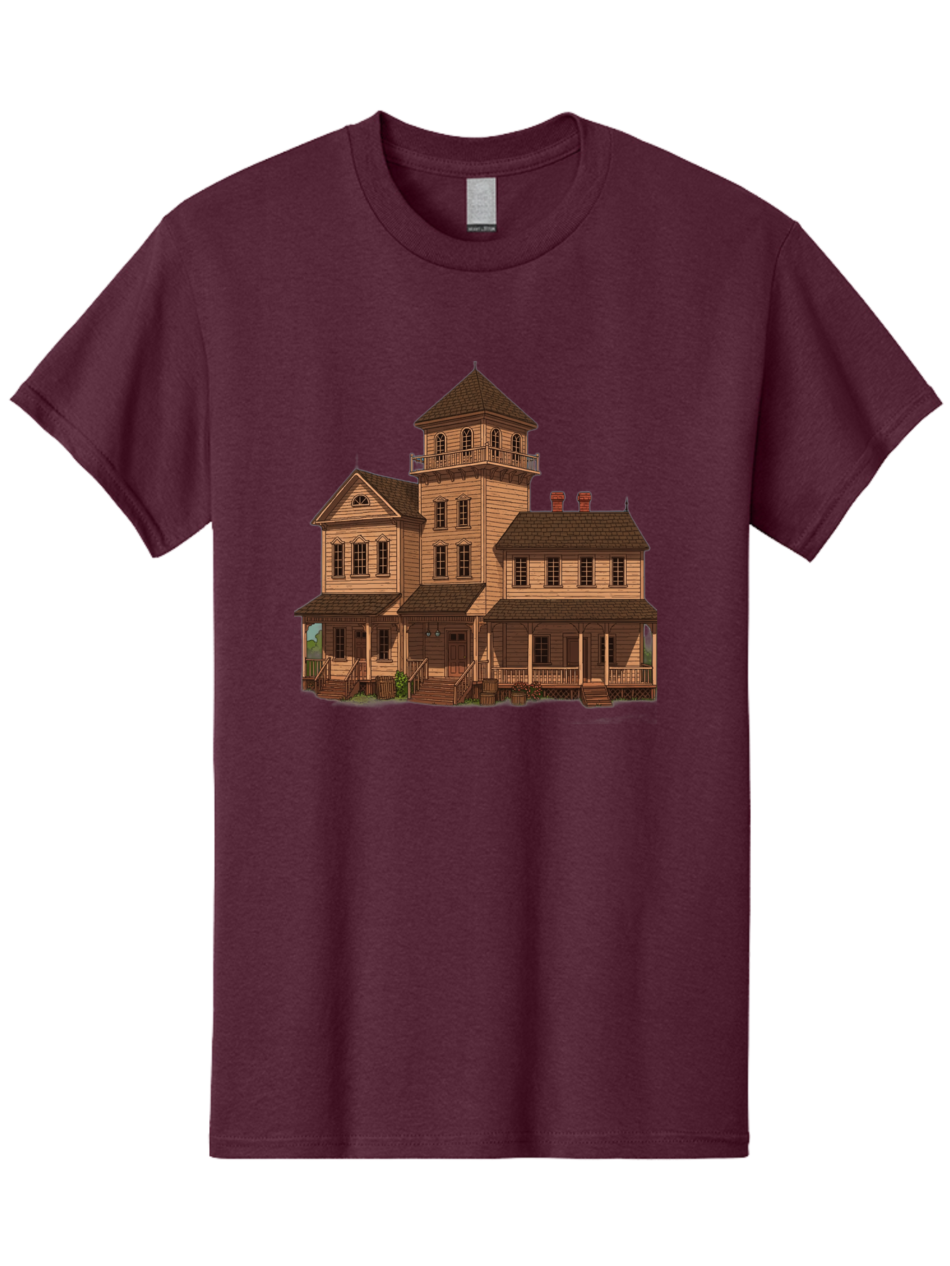 Victorian-Mansion-1 Men'S Graphic Tee, 100% Cotton, Comfortable Casual Summer Wear, Machine Washable, Vintage Camera, Old Camera, Antique Camera, Black Camera, Classic Photography, Photography Equipment, Nostalgic Device, Film Camera, Bah317