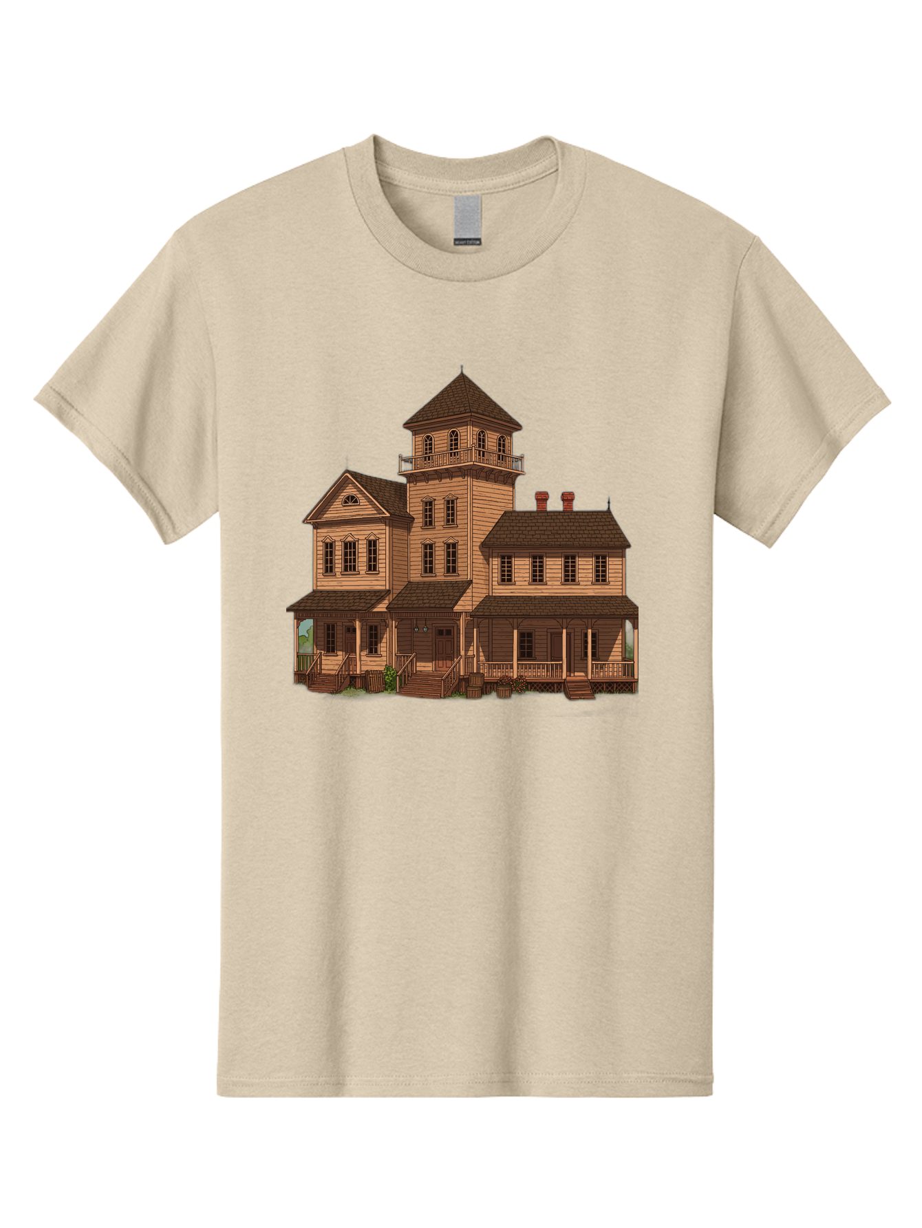Victorian-Mansion-1 Men'S Graphic Tee, 100% Cotton, Comfortable Casual Summer Wear, Machine Washable, Vintage Camera, Old Camera, Antique Camera, Black Camera, Classic Photography, Photography Equipment, Nostalgic Device, Film Camera, Bah317