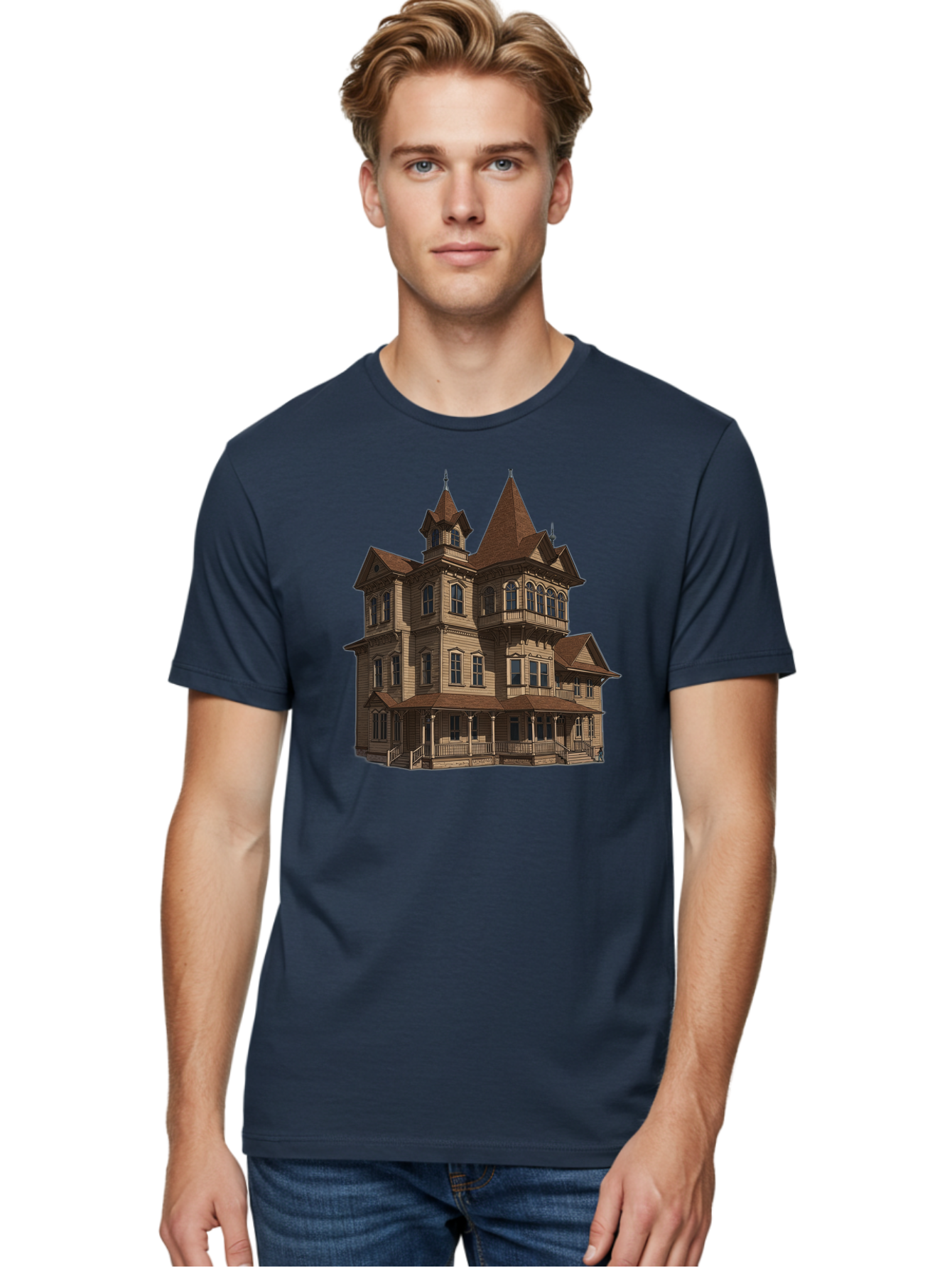 Victorian-Mansion Men'S Graphic Tee, 100% Cotton, Comfortable Casual Summer Wear, Machine Washable, Vintage Camera, Old Camera, Antique Camera, Black Camera, Classic Photography, Photography Equipment, Nostalgic Device, Film Camera, Camera Art Bah318