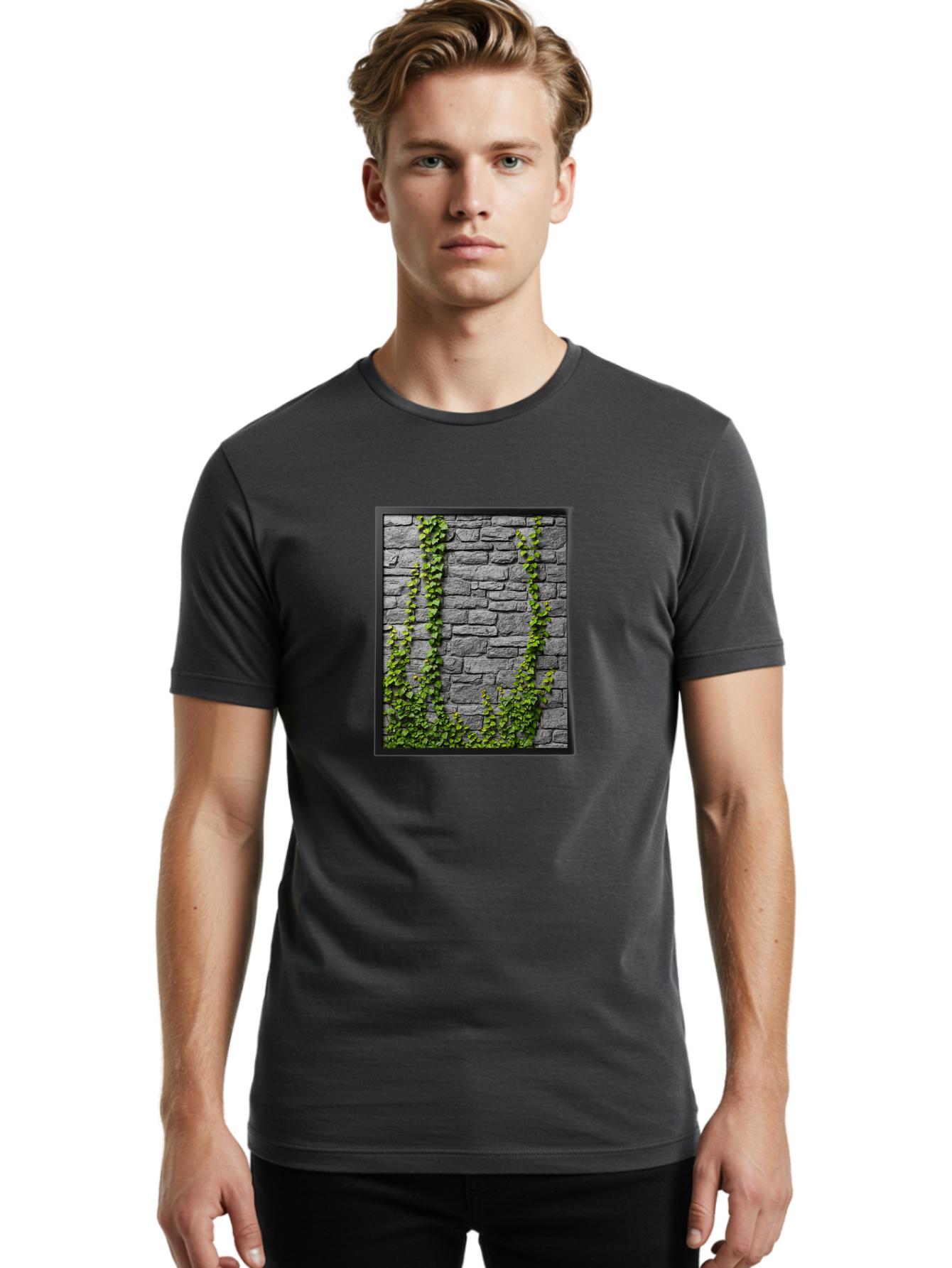 Vines-On-Stone-Wall Men'S Graphic Tee, 100% Cotton, Comfortable Casual Summer Wear, Machine Washable, Vintage Camera, Old Camera, Antique Camera, Black Camera, Classic Photography, Photography Equipment, Nostalgic Device, Film Camera, Bah342