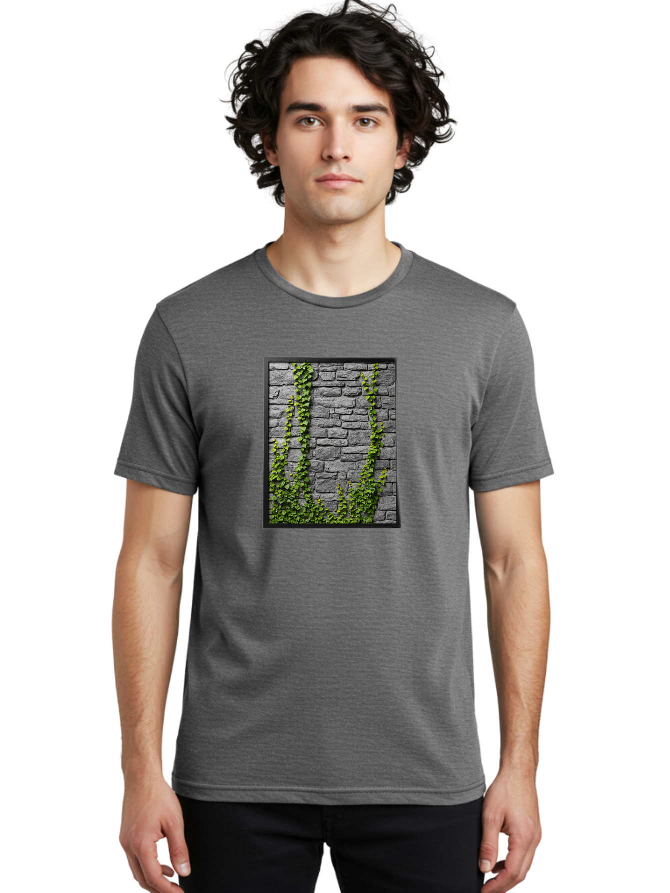 Vines-On-Stone-Wall Men'S Graphic Tee, 100% Cotton, Comfortable Casual Summer Wear, Machine Washable, Vintage Camera, Old Camera, Antique Camera, Black Camera, Classic Photography, Photography Equipment, Nostalgic Device, Film Camera, Bah342