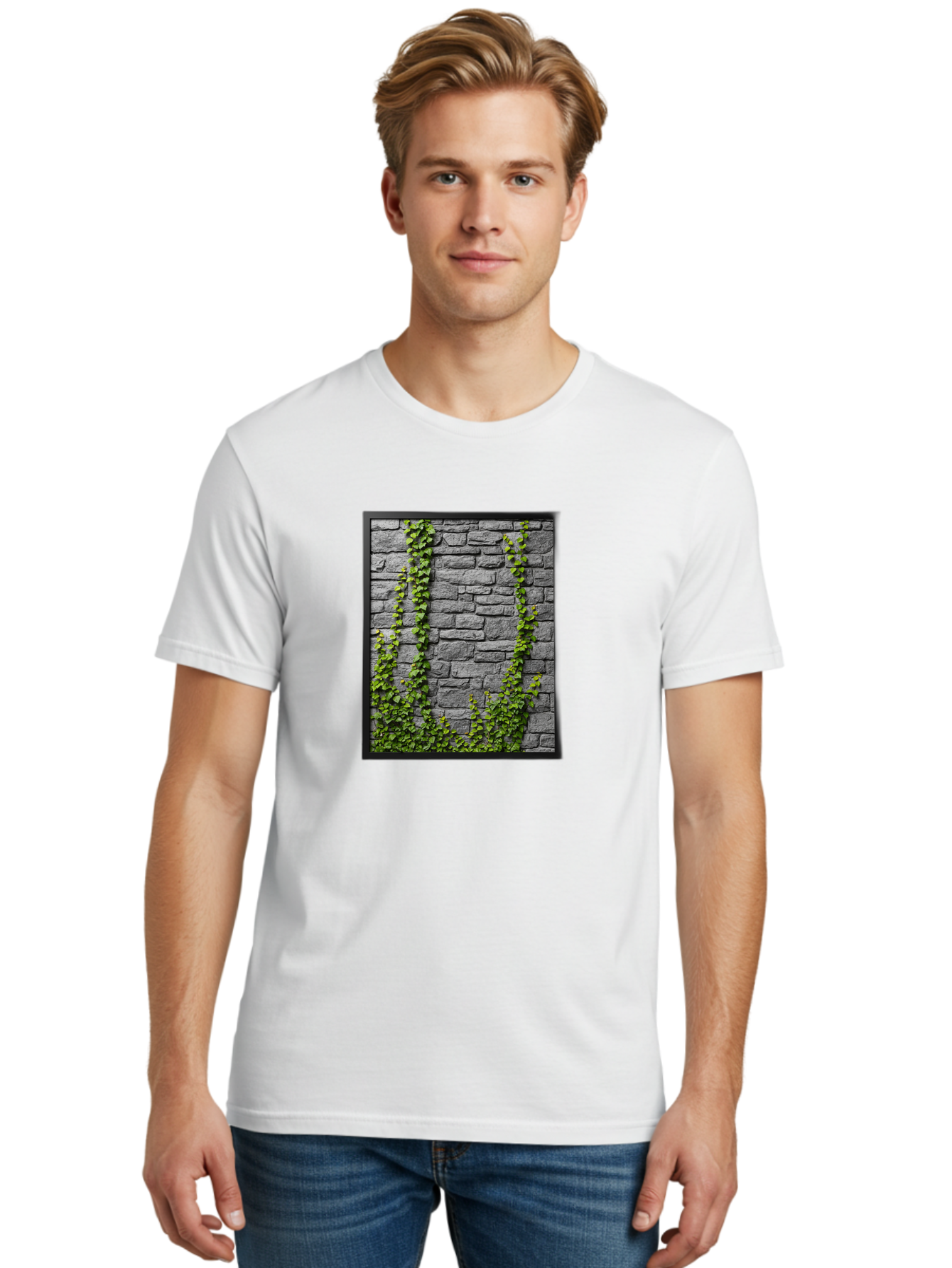 Vines-On-Stone-Wall Men'S Graphic Tee, 100% Cotton, Comfortable Casual Summer Wear, Machine Washable, Vintage Camera, Old Camera, Antique Camera, Black Camera, Classic Photography, Photography Equipment, Nostalgic Device, Film Camera, Bah342