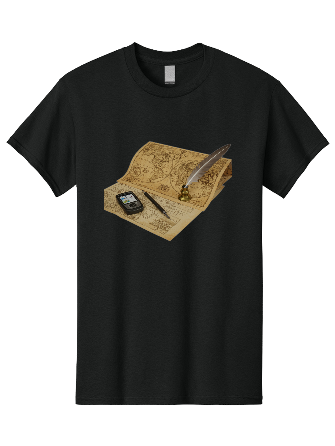 Vintage-Map Men'S Graphic Tee, 100% Cotton, Comfortable Casual Summer Wear, Machine Washable, Vintage Camera, Old Camera, Antique Camera, Black Camera, Classic Photography, Photography Equipment, Nostalgic Device, Film Camera, Camera Art Bah345