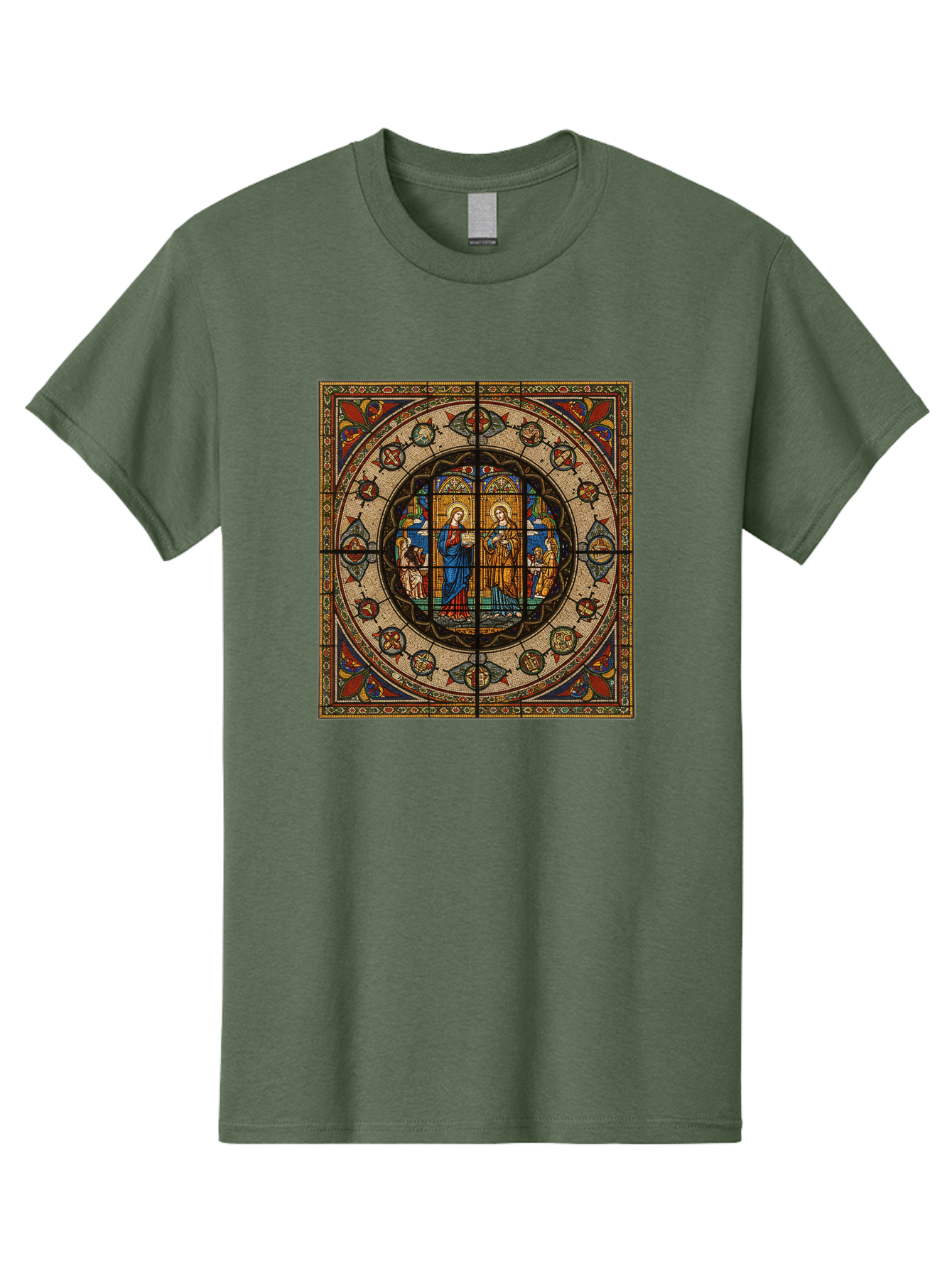 Visitation-Stained-Glass-Window Men'S Graphic Tee, 100% Cotton, Comfortable Casual Summer Wear, Machine Washable, Vintage Camera, Old Camera, Antique Camera, Black Camera, Classic Photography, Photography Equipment, Nostalgic Device, Bah349