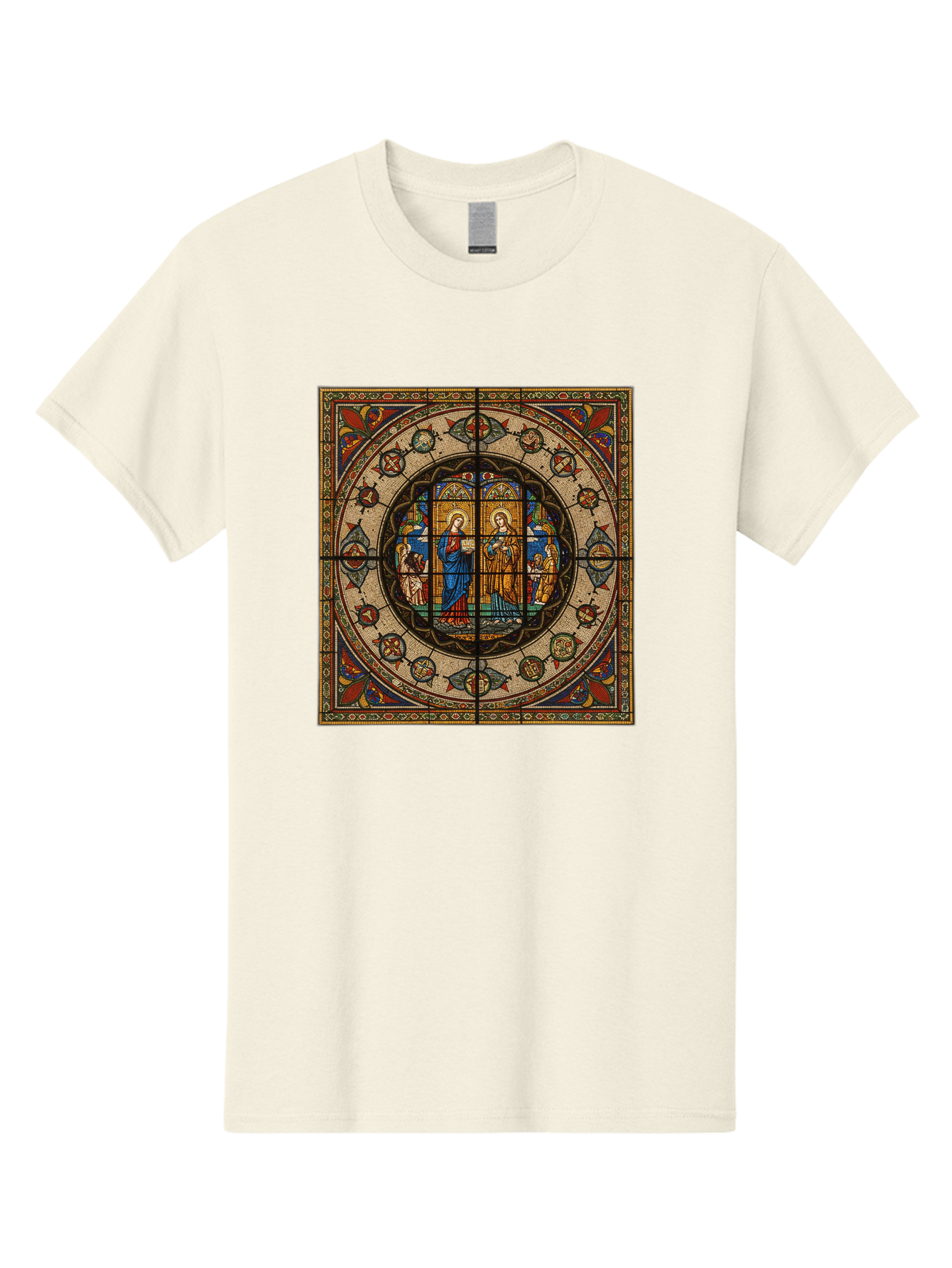 Visitation-Stained-Glass-Window Men'S Graphic Tee, 100% Cotton, Comfortable Casual Summer Wear, Machine Washable, Vintage Camera, Old Camera, Antique Camera, Black Camera, Classic Photography, Photography Equipment, Nostalgic Device, Bah349