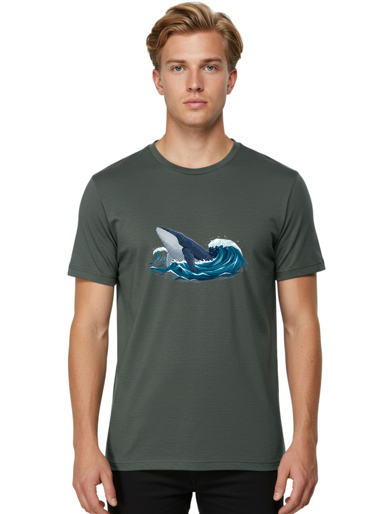Whale-Breaching-Wave Men'S Graphic Tee, 100% Cotton, Comfortable Casual Summer Wear, Machine Washable, Vintage Camera, Old Camera, Antique Camera, Black Camera, Classic Photography, Photography Equipment, Nostalgic Device, Film Camera, Bah366