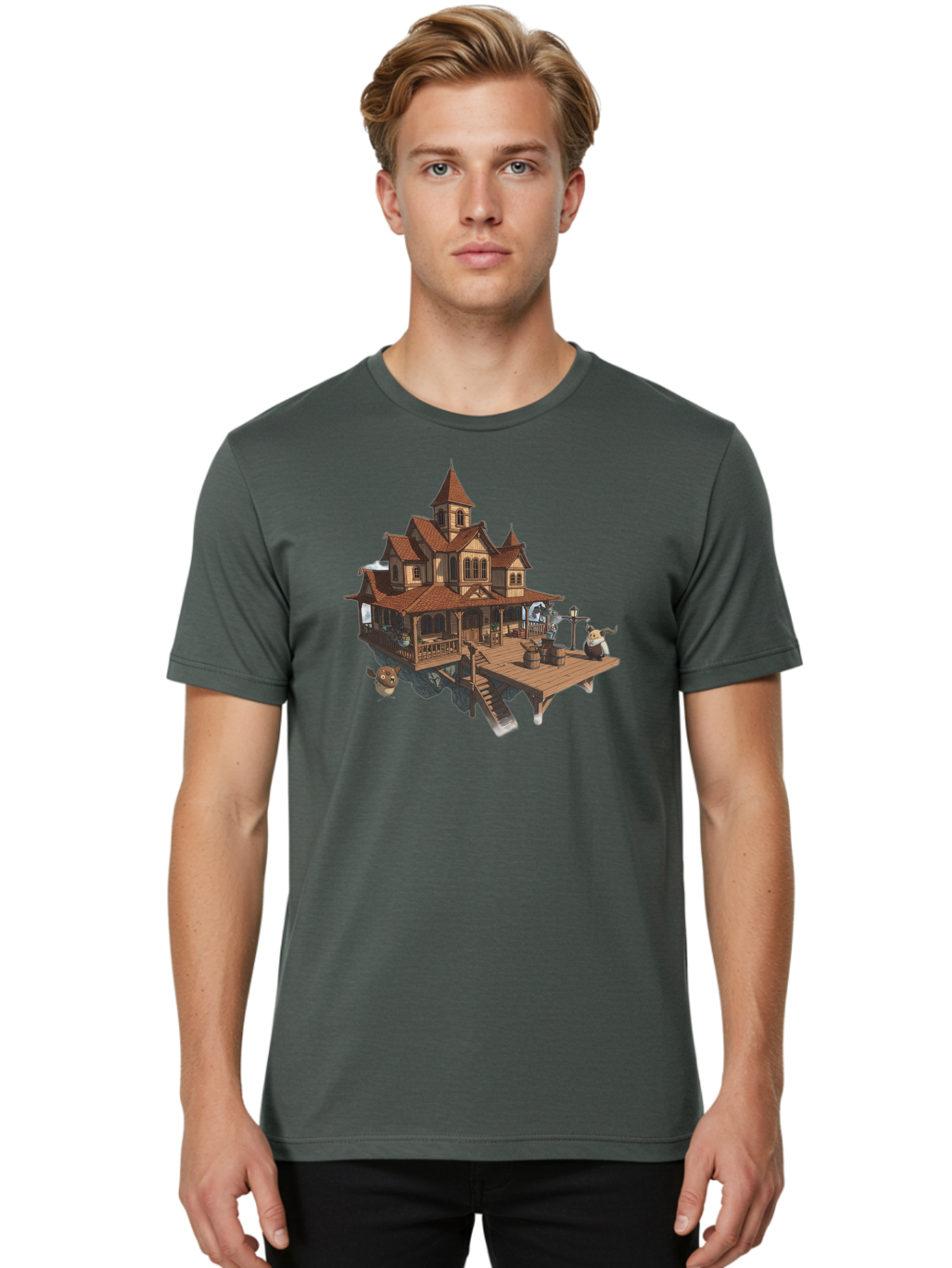 Whimsical-Wooden-Treehouse Men'S Graphic Tee, 100% Cotton, Comfortable Casual Summer Wear, Machine Washable, Vintage Camera, Old Camera, Antique Camera, Black Camera, Classic Photography, Photography Equipment, Nostalgic Device, Film Camera, Bah367