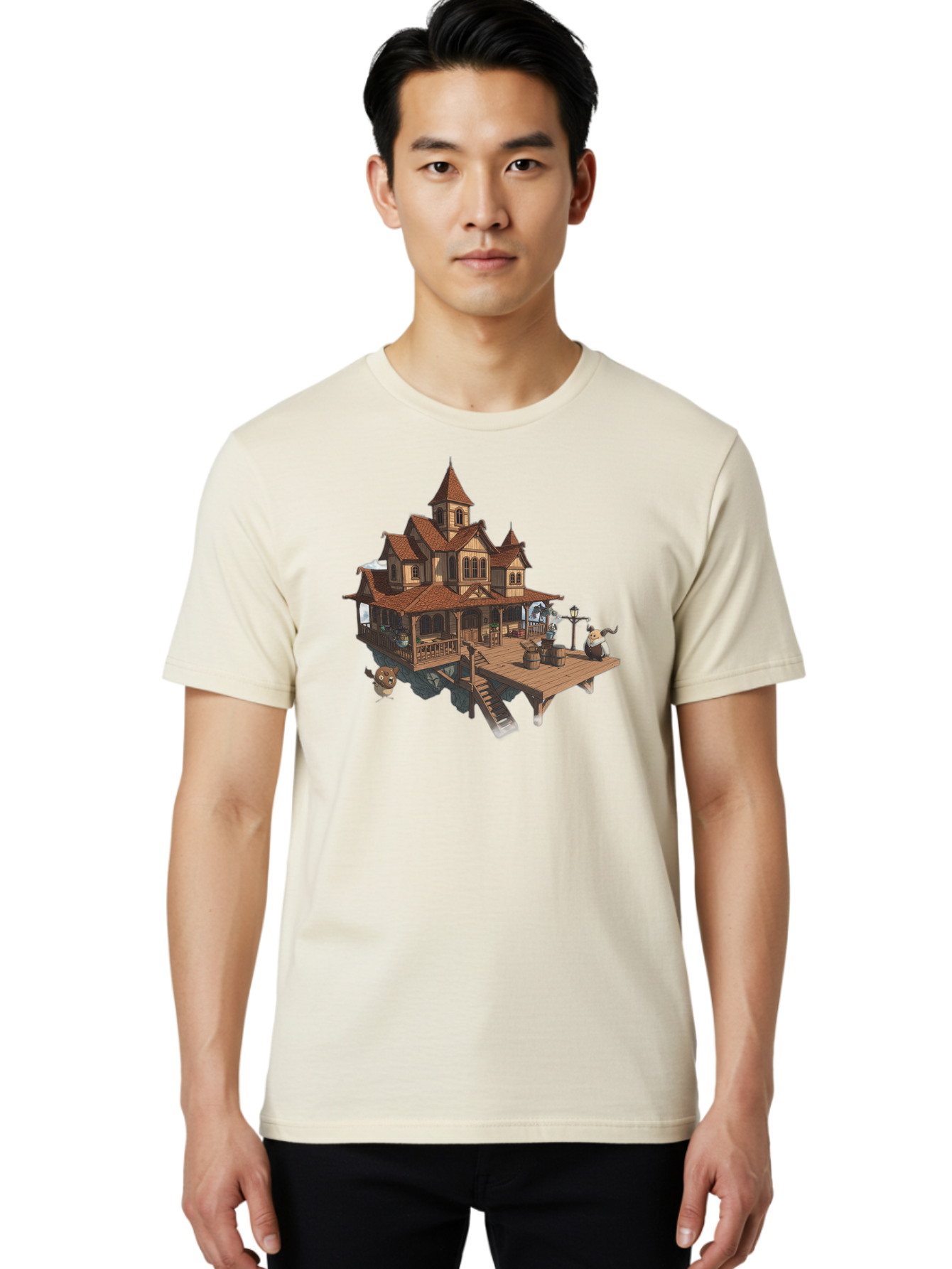 Whimsical-Wooden-Treehouse Men'S Graphic Tee, 100% Cotton, Comfortable Casual Summer Wear, Machine Washable, Vintage Camera, Old Camera, Antique Camera, Black Camera, Classic Photography, Photography Equipment, Nostalgic Device, Film Camera, Bah367
