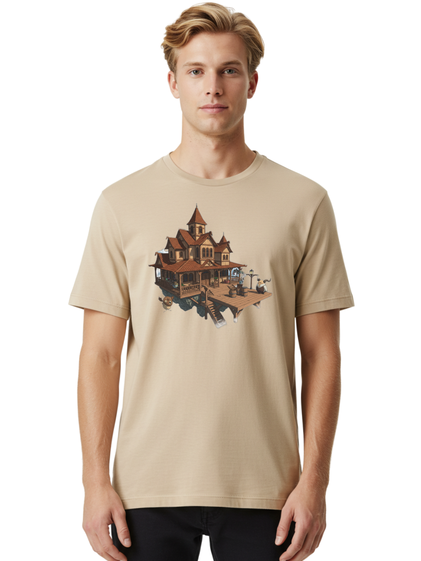 Whimsical-Wooden-Treehouse Men'S Graphic Tee, 100% Cotton, Comfortable Casual Summer Wear, Machine Washable, Vintage Camera, Old Camera, Antique Camera, Black Camera, Classic Photography, Photography Equipment, Nostalgic Device, Film Camera, Bah367