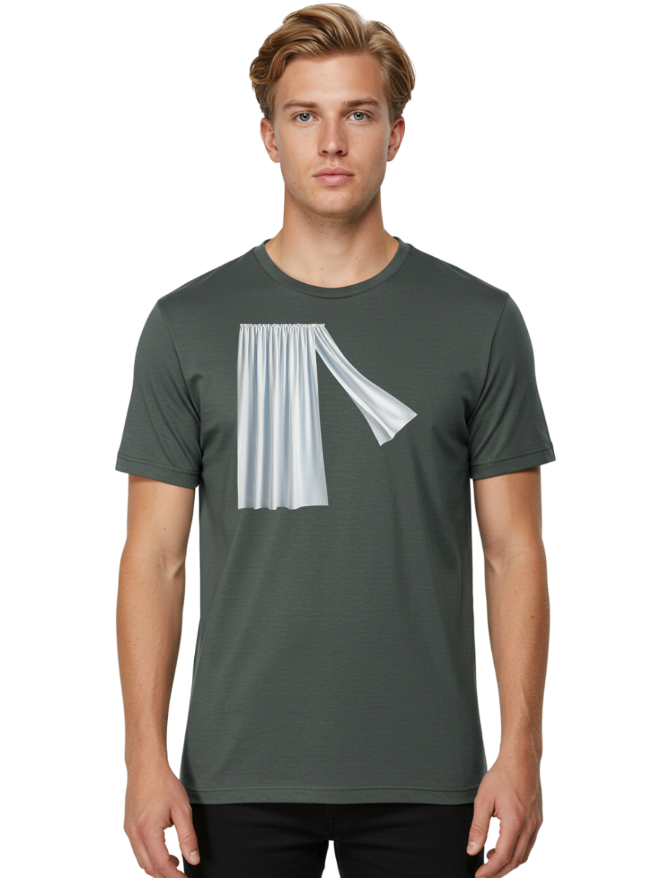 White-Curtain-2 Men'S Graphic Tee, 100% Cotton, Comfortable Casual Summer Wear, Machine Washable, Vintage Camera, Old Camera, Antique Camera, Black Camera, Classic Photography, Photography Equipment, Nostalgic Device, Film Camera, Camera Art Bah371