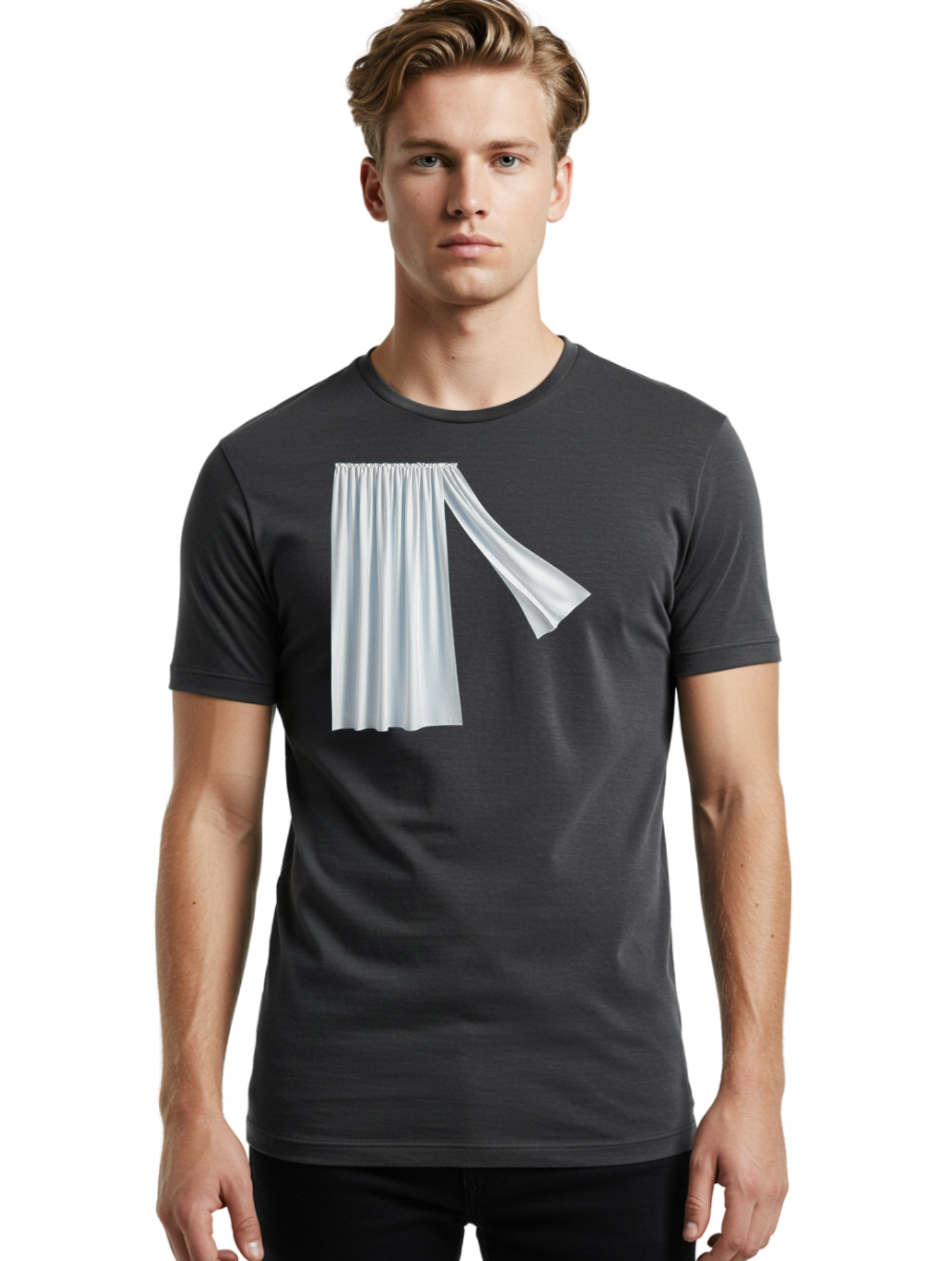 White-Curtain-2 Men'S Graphic Tee, 100% Cotton, Comfortable Casual Summer Wear, Machine Washable, Vintage Camera, Old Camera, Antique Camera, Black Camera, Classic Photography, Photography Equipment, Nostalgic Device, Film Camera, Camera Art Bah371