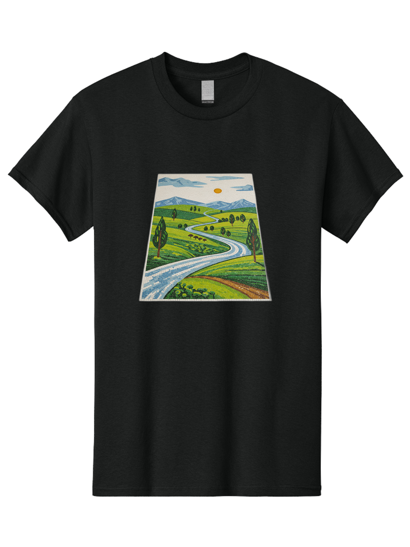 Winding-Road-Landscape Men'S Graphic Tee, 100% Cotton, Comfortable Casual Summer Wear, Machine Washable, Vintage Camera, Old Camera, Antique Camera, Black Camera, Classic Photography, Photography Equipment, Nostalgic Device, Film Camera, Bah384