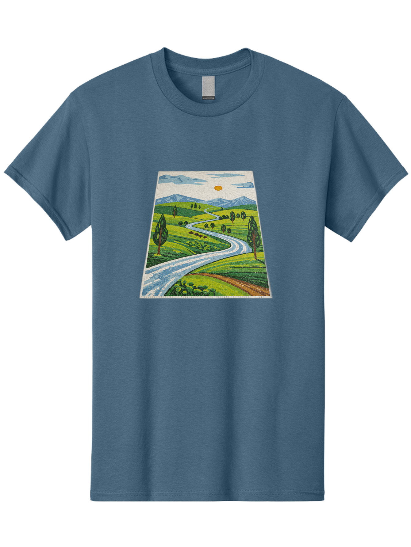 Winding-Road-Landscape Men'S Graphic Tee, 100% Cotton, Comfortable Casual Summer Wear, Machine Washable, Vintage Camera, Old Camera, Antique Camera, Black Camera, Classic Photography, Photography Equipment, Nostalgic Device, Film Camera, Bah384