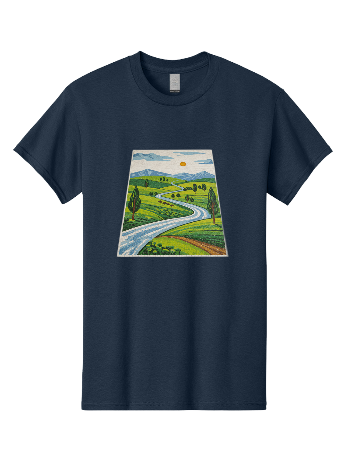 Winding-Road-Landscape Men'S Graphic Tee, 100% Cotton, Comfortable Casual Summer Wear, Machine Washable, Vintage Camera, Old Camera, Antique Camera, Black Camera, Classic Photography, Photography Equipment, Nostalgic Device, Film Camera, Bah384