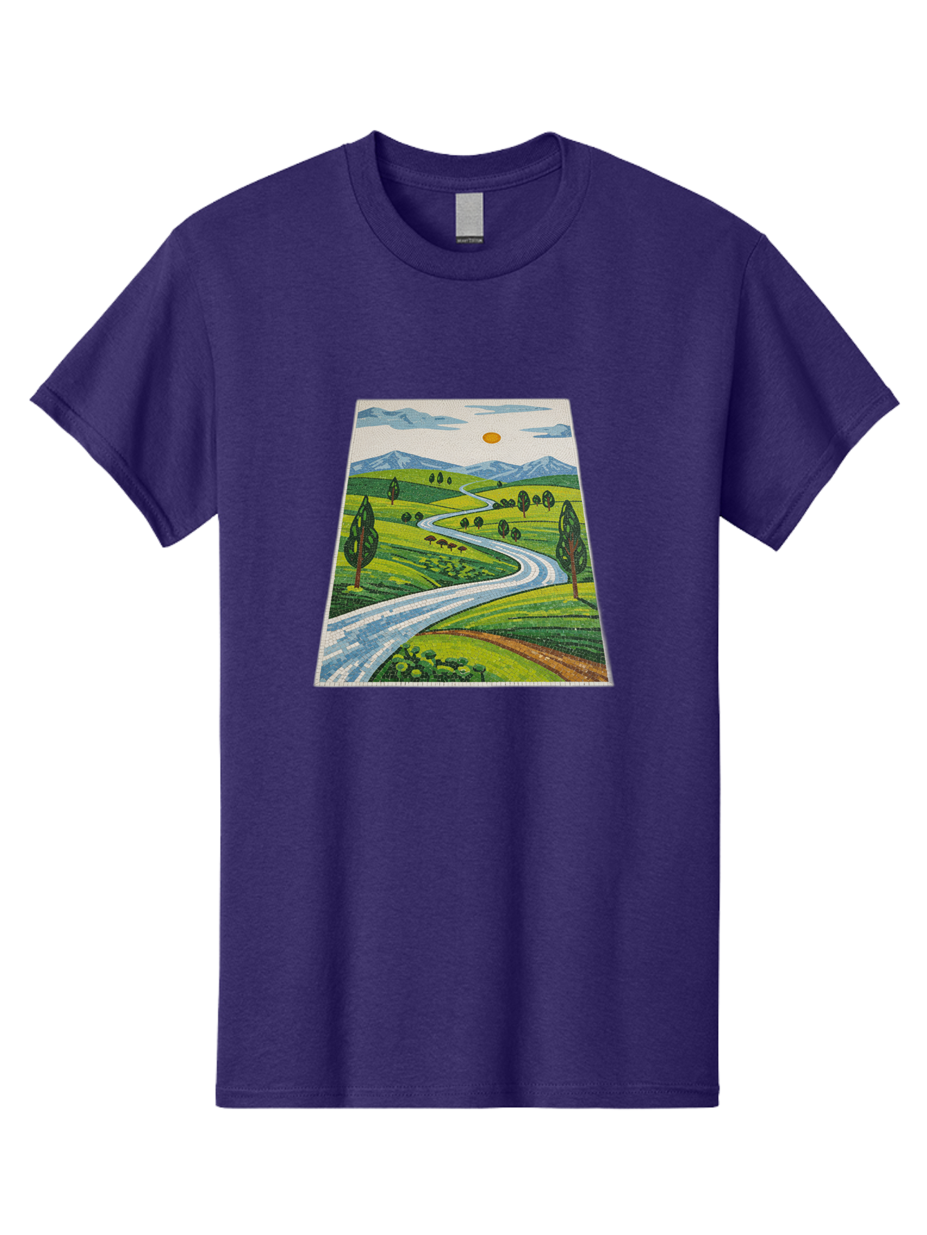 Winding-Road-Landscape Men'S Graphic Tee, 100% Cotton, Comfortable Casual Summer Wear, Machine Washable, Vintage Camera, Old Camera, Antique Camera, Black Camera, Classic Photography, Photography Equipment, Nostalgic Device, Film Camera, Bah384