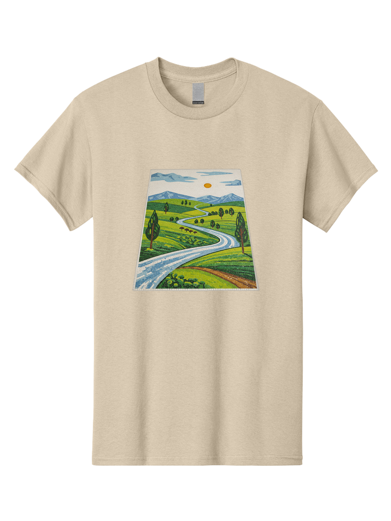 Winding-Road-Landscape Men'S Graphic Tee, 100% Cotton, Comfortable Casual Summer Wear, Machine Washable, Vintage Camera, Old Camera, Antique Camera, Black Camera, Classic Photography, Photography Equipment, Nostalgic Device, Film Camera, Bah384