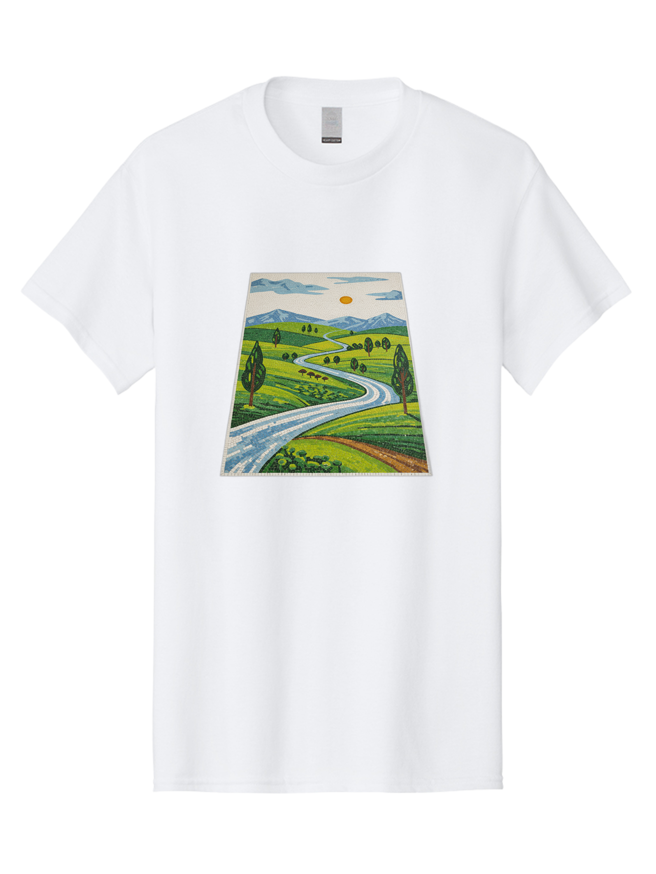 Winding-Road-Landscape Men'S Graphic Tee, 100% Cotton, Comfortable Casual Summer Wear, Machine Washable, Vintage Camera, Old Camera, Antique Camera, Black Camera, Classic Photography, Photography Equipment, Nostalgic Device, Film Camera, Bah384