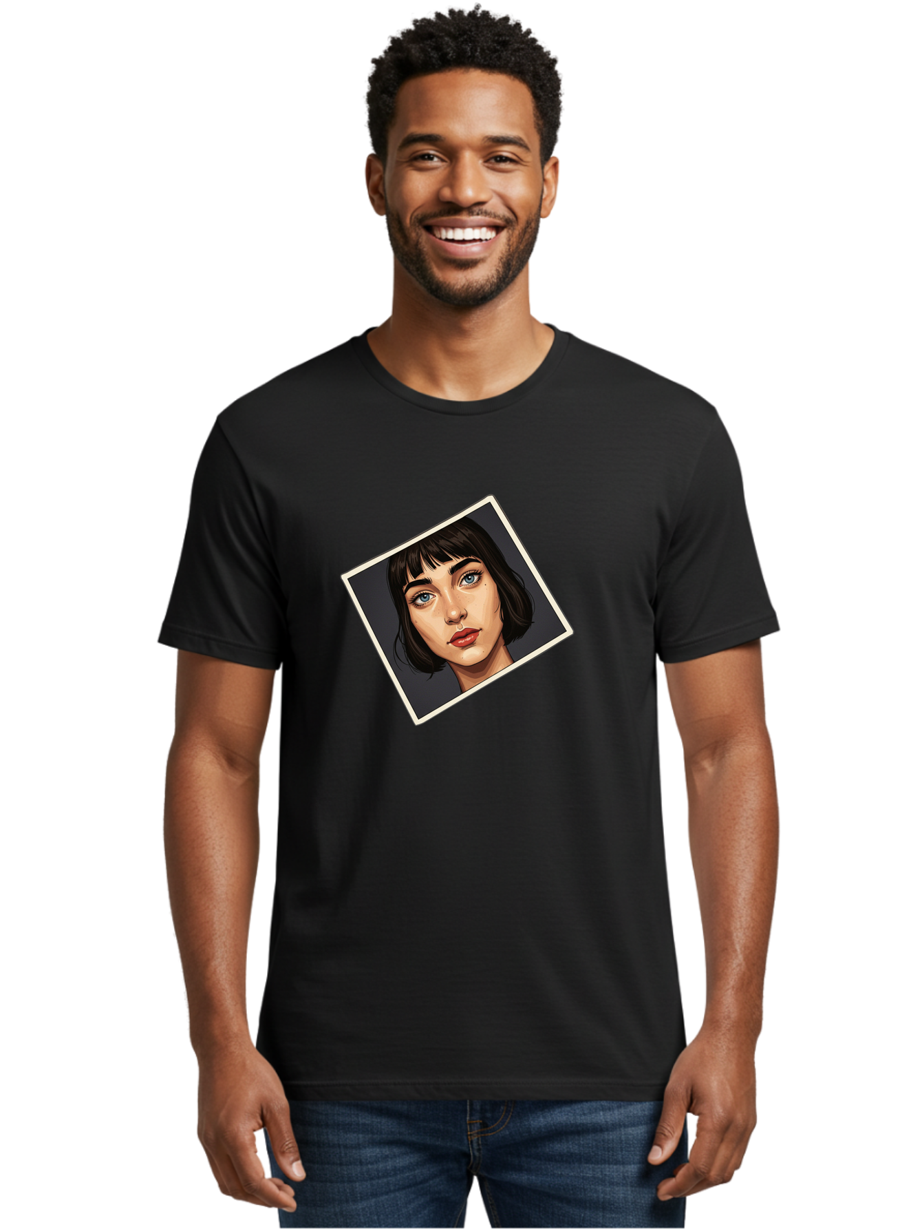 Woman-Portrait Men'S Graphic Tee, 100% Cotton, Comfortable Casual Summer Wear, Machine Washable, Vintage Camera, Old Camera, Antique Camera, Black Camera, Classic Photography, Photography Equipment, Nostalgic Device, Film Camera, Camera Art Bah394