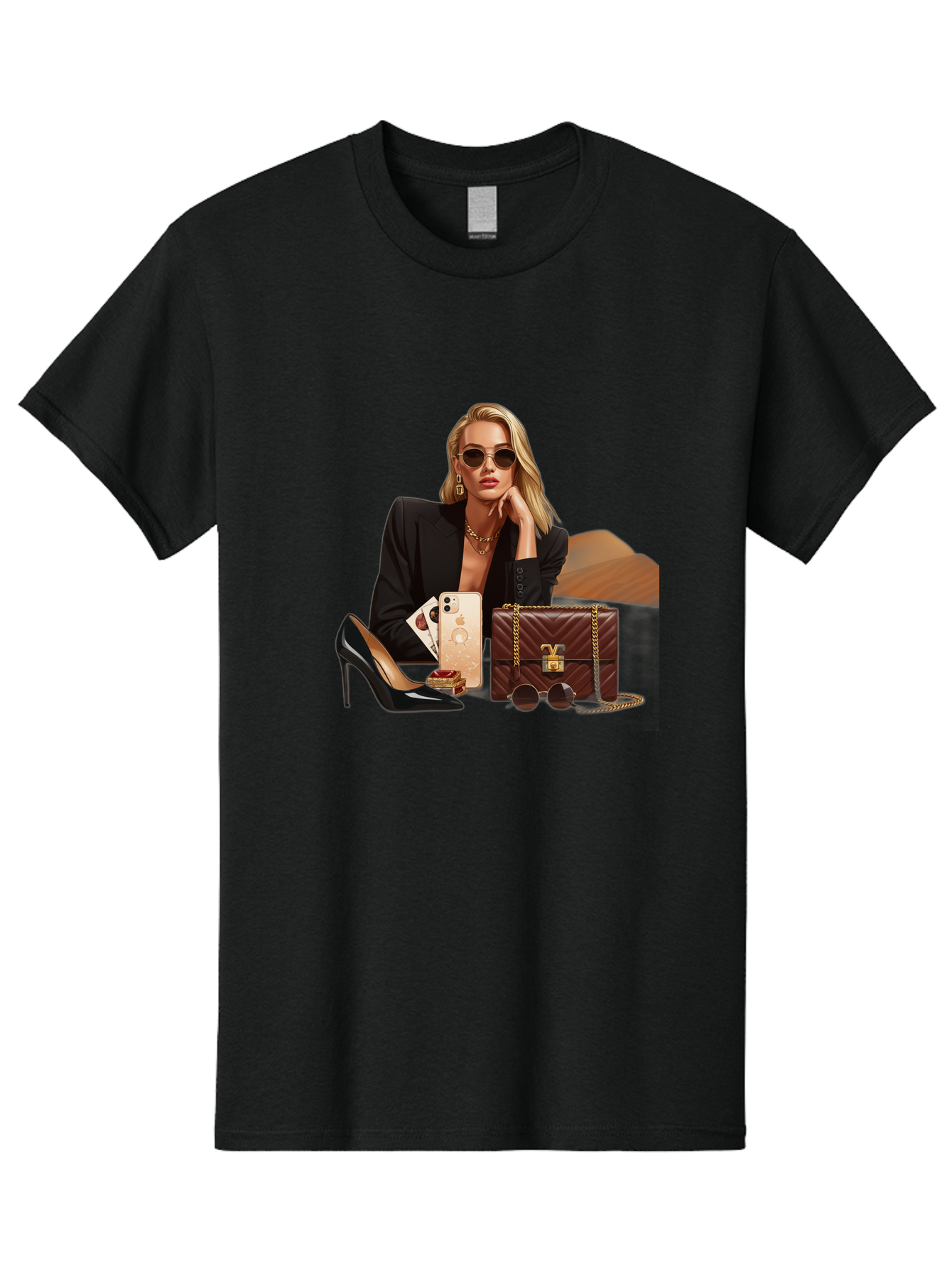 Woman-With-Luxury-Accessories Men'S Graphic Tee, 100% Cotton, Comfortable Casual Summer Wear, Machine Washable, Vintage Camera, Old Camera, Antique Camera, Black Camera, Classic Photography, Photography Equipment, Nostalgic Device, Bah395