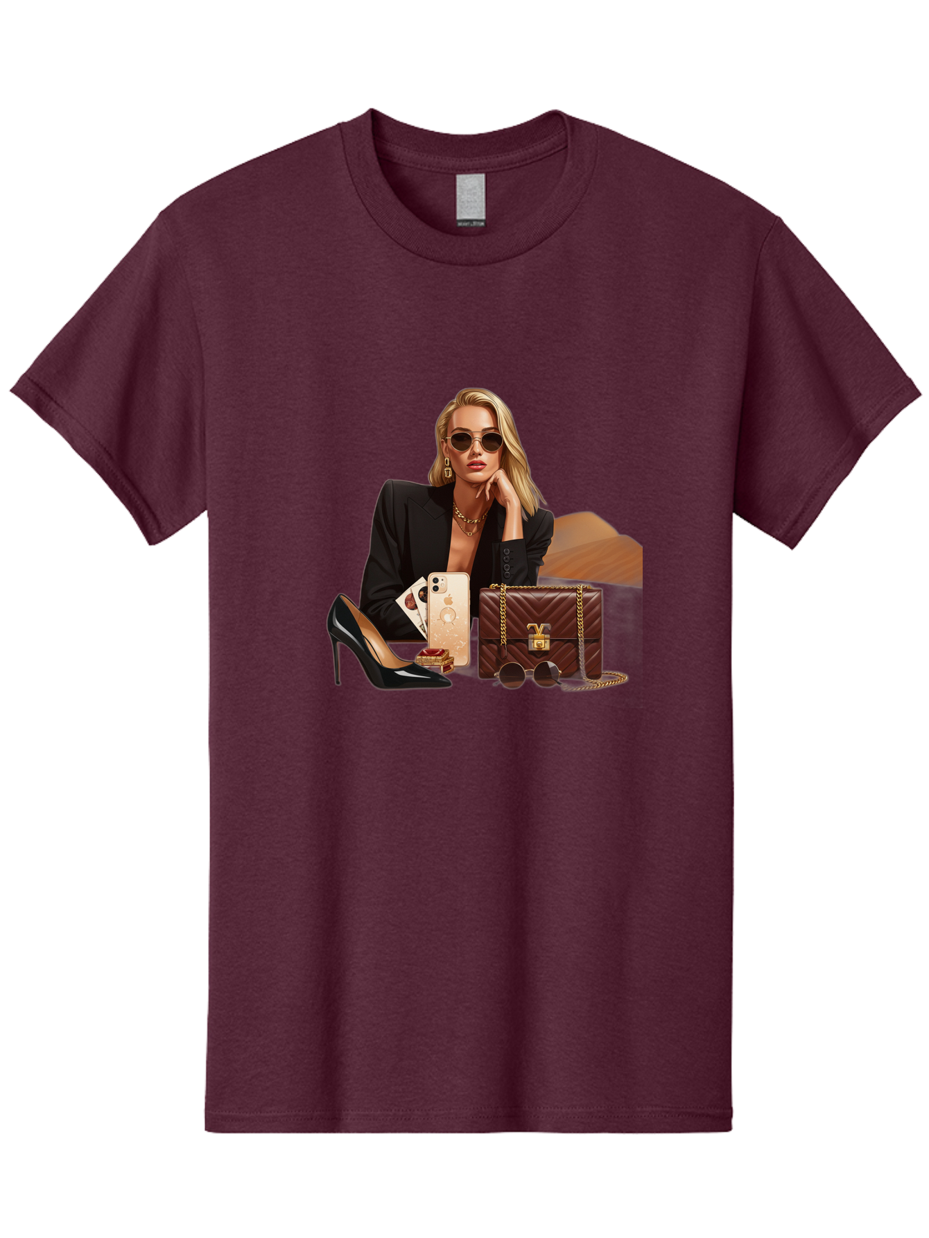 Woman-With-Luxury-Accessories Men'S Graphic Tee, 100% Cotton, Comfortable Casual Summer Wear, Machine Washable, Vintage Camera, Old Camera, Antique Camera, Black Camera, Classic Photography, Photography Equipment, Nostalgic Device, Bah395