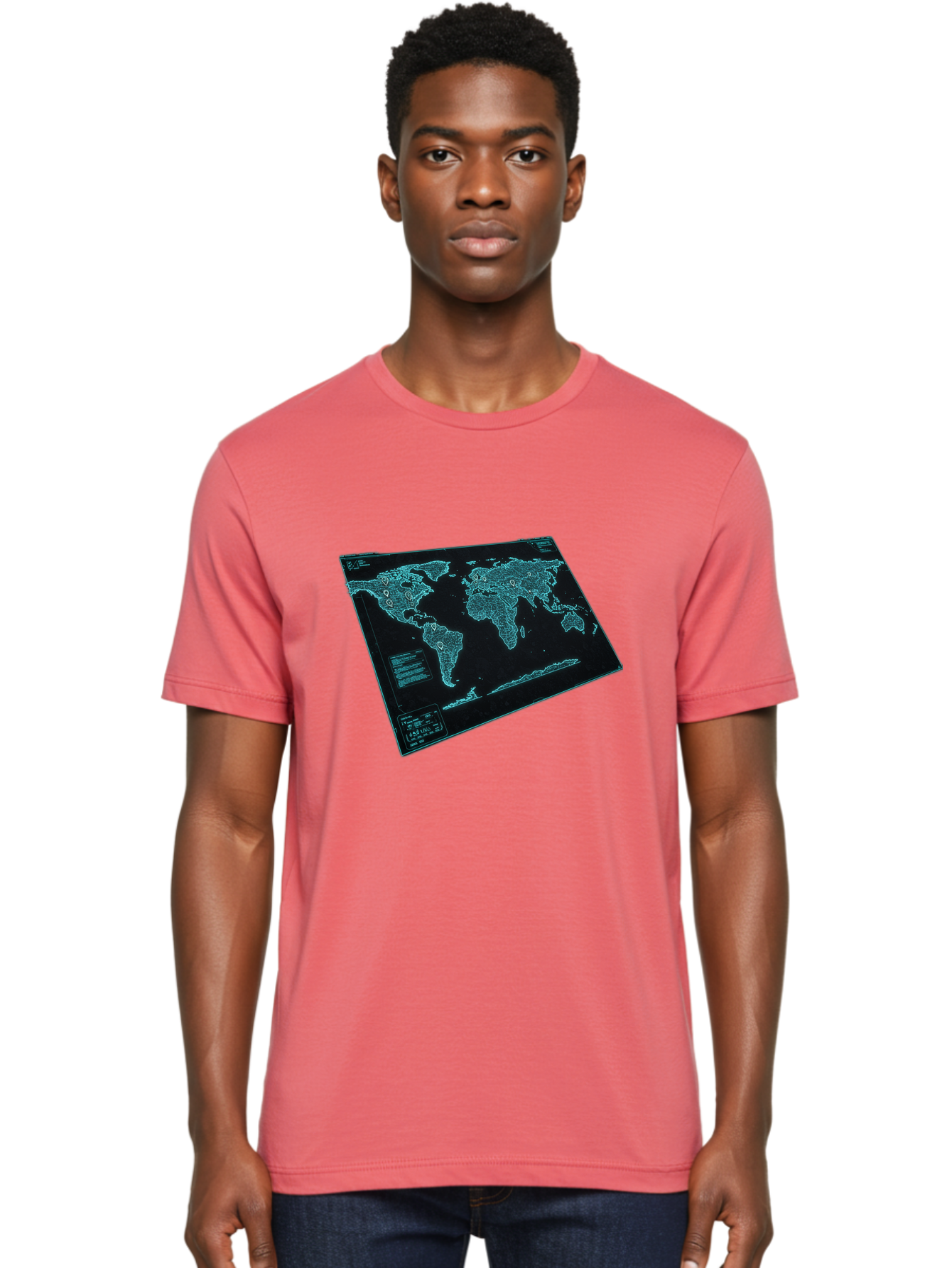 World-Map-1 Men'S Graphic Tee, 100% Cotton, Comfortable Casual Summer Wear, Machine Washable, Vintage Camera, Old Camera, Antique Camera, Black Camera, Classic Photography, Photography Equipment, Nostalgic Device, Film Camera, Camera Art Bah402