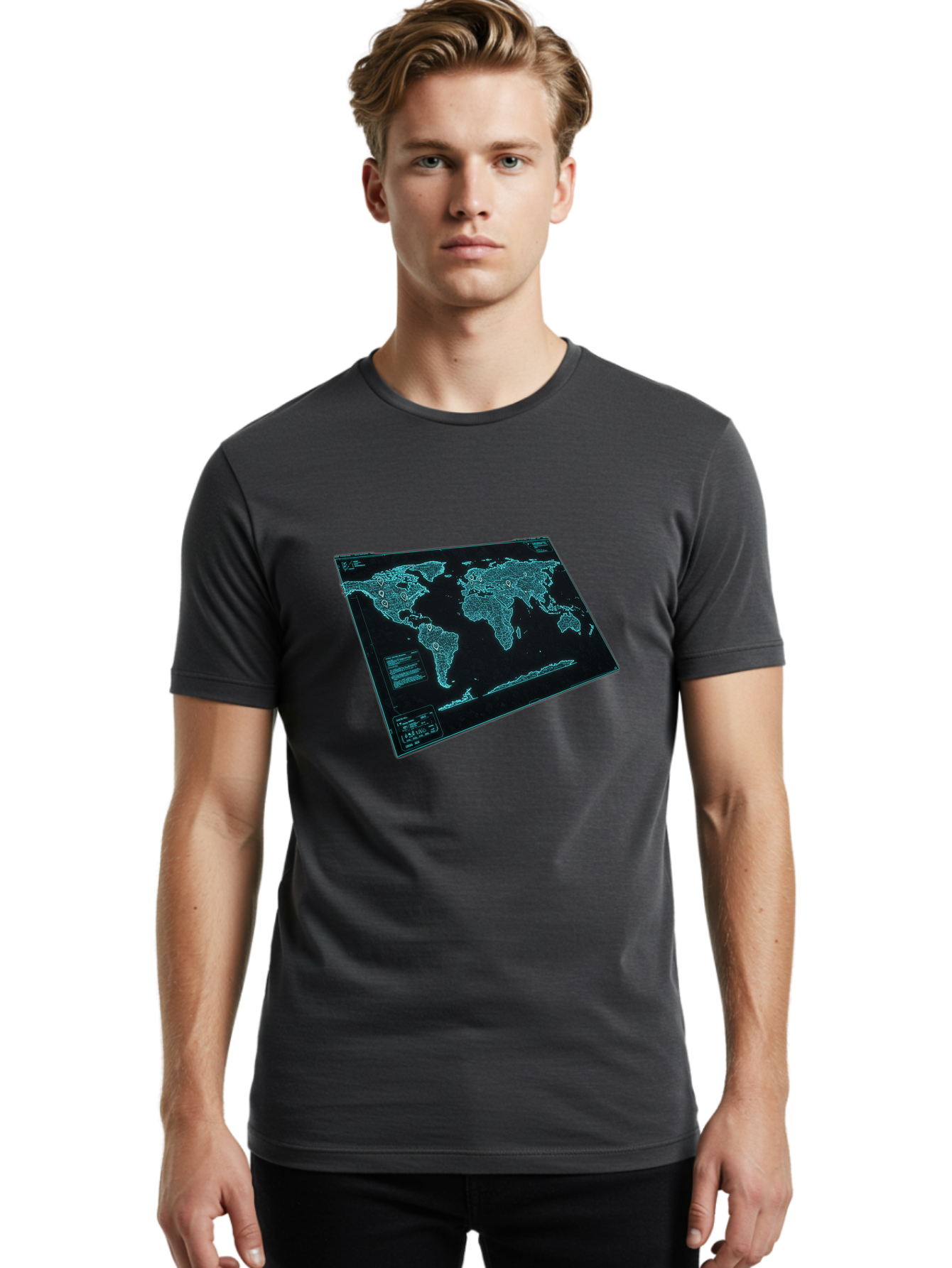 World-Map-1 Men'S Graphic Tee, 100% Cotton, Comfortable Casual Summer Wear, Machine Washable, Vintage Camera, Old Camera, Antique Camera, Black Camera, Classic Photography, Photography Equipment, Nostalgic Device, Film Camera, Camera Art Bah402