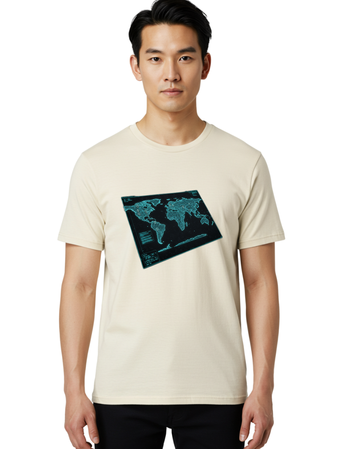 World-Map-1 Men'S Graphic Tee, 100% Cotton, Comfortable Casual Summer Wear, Machine Washable, Vintage Camera, Old Camera, Antique Camera, Black Camera, Classic Photography, Photography Equipment, Nostalgic Device, Film Camera, Camera Art Bah402