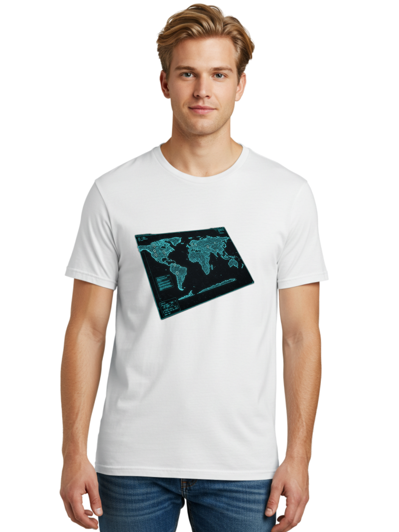 World-Map-1 Men'S Graphic Tee, 100% Cotton, Comfortable Casual Summer Wear, Machine Washable, Vintage Camera, Old Camera, Antique Camera, Black Camera, Classic Photography, Photography Equipment, Nostalgic Device, Film Camera, Camera Art Bah402
