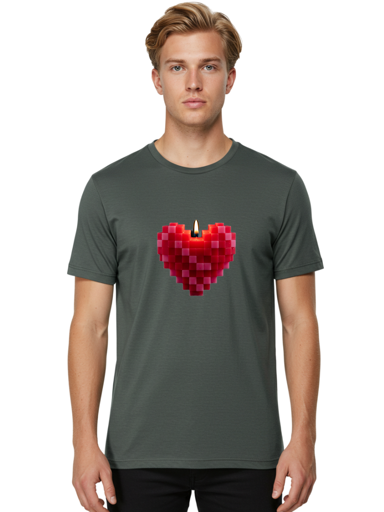 3D-Red-Heart-Candle Men'S Graphic Tee, 100% Cotton, Comfortable Casual Summer Wear, Machine Washable, Vintage Camera, Old Camera, Antique Camera, Black Camera, Classic Photography, Photography Equipment, Nostalgic Device, Film Camera, Bah419