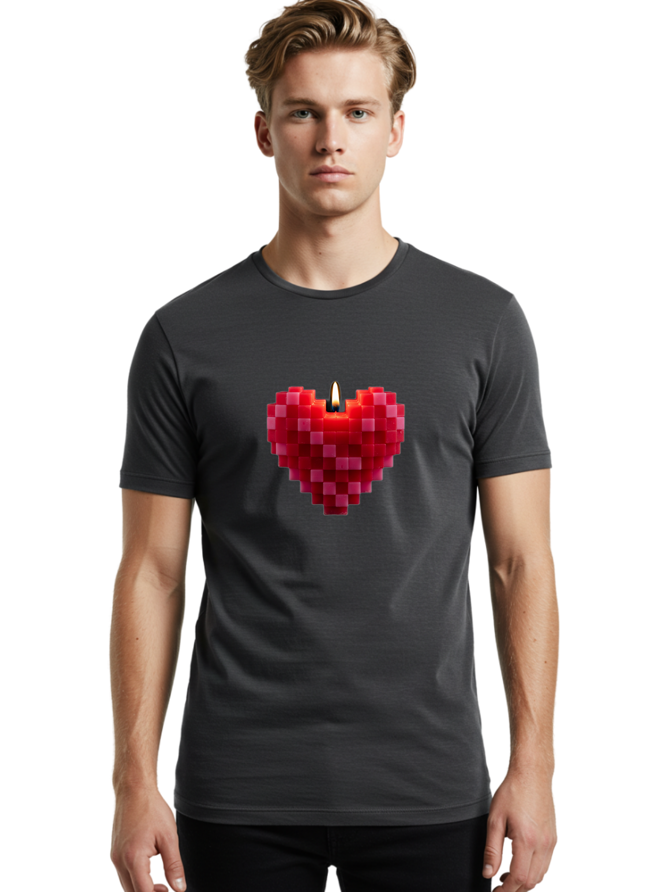 3D-Red-Heart-Candle Men'S Graphic Tee, 100% Cotton, Comfortable Casual Summer Wear, Machine Washable, Vintage Camera, Old Camera, Antique Camera, Black Camera, Classic Photography, Photography Equipment, Nostalgic Device, Film Camera, Bah419