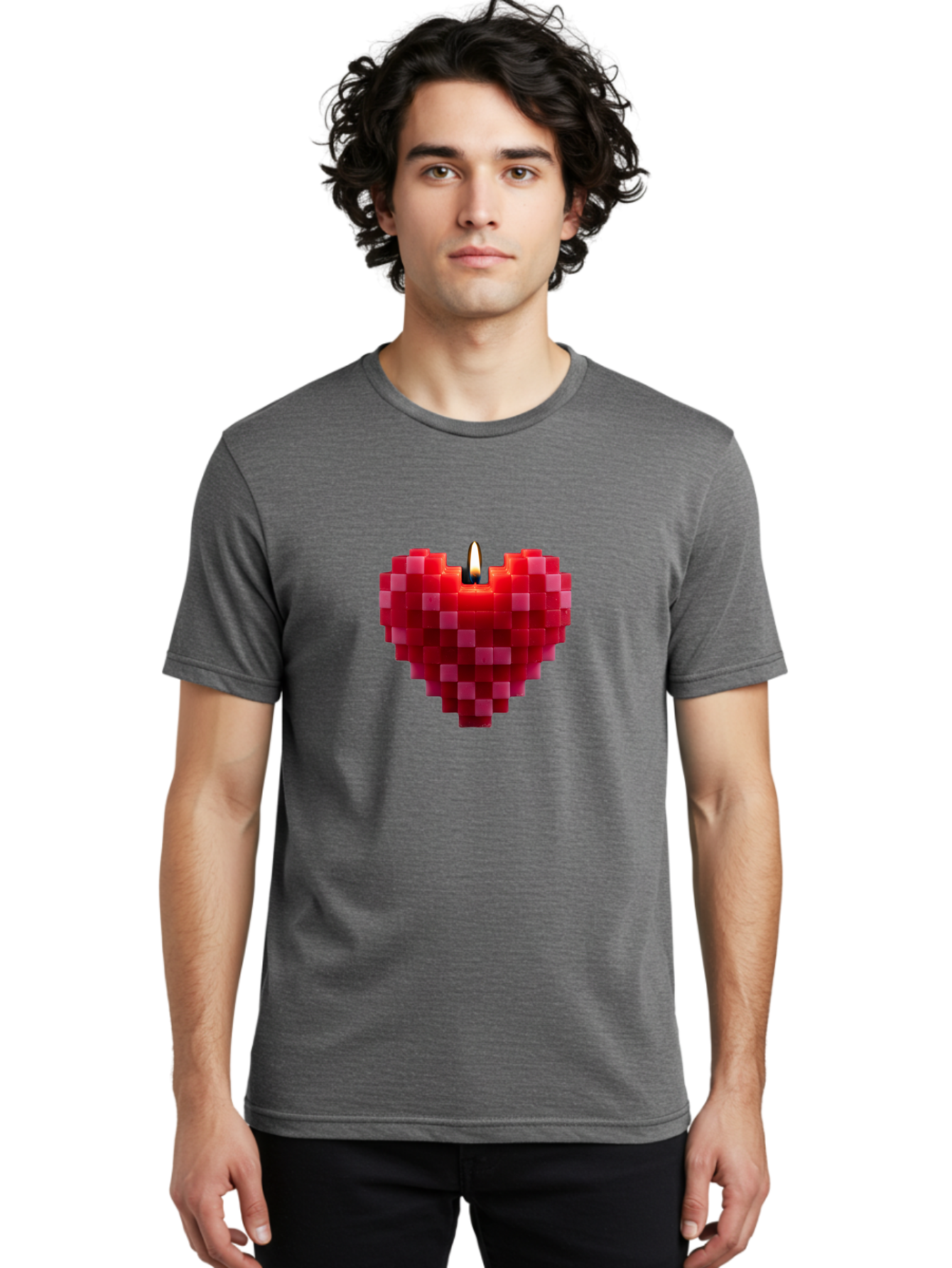 3D-Red-Heart-Candle Men'S Graphic Tee, 100% Cotton, Comfortable Casual Summer Wear, Machine Washable, Vintage Camera, Old Camera, Antique Camera, Black Camera, Classic Photography, Photography Equipment, Nostalgic Device, Film Camera, Bah419